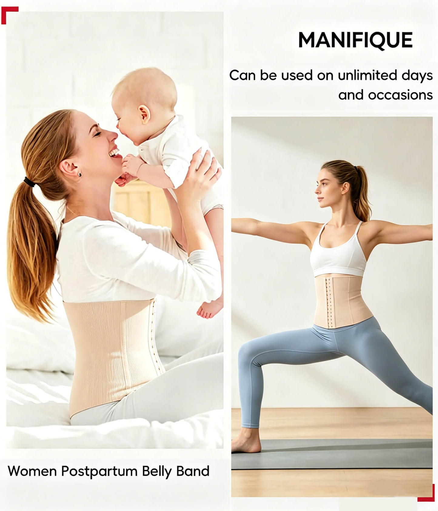 MANIFIQUE Waist Trainer for Women Tummy Control Shapewear Waist Cincher Faja Postpartum Belly Band Wrap
