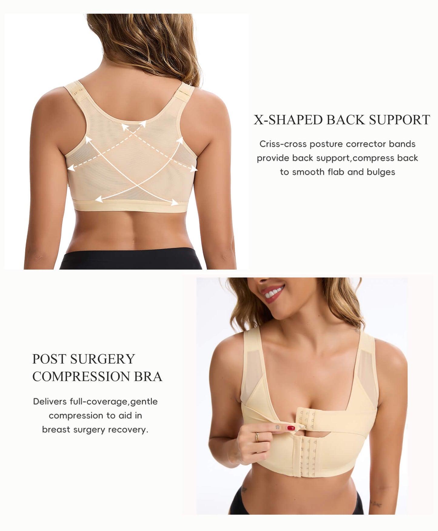 MANIFIQUE Surgical Bra Compression Post Surgery Bra for Women Front Closure Bra with Breast Support Band