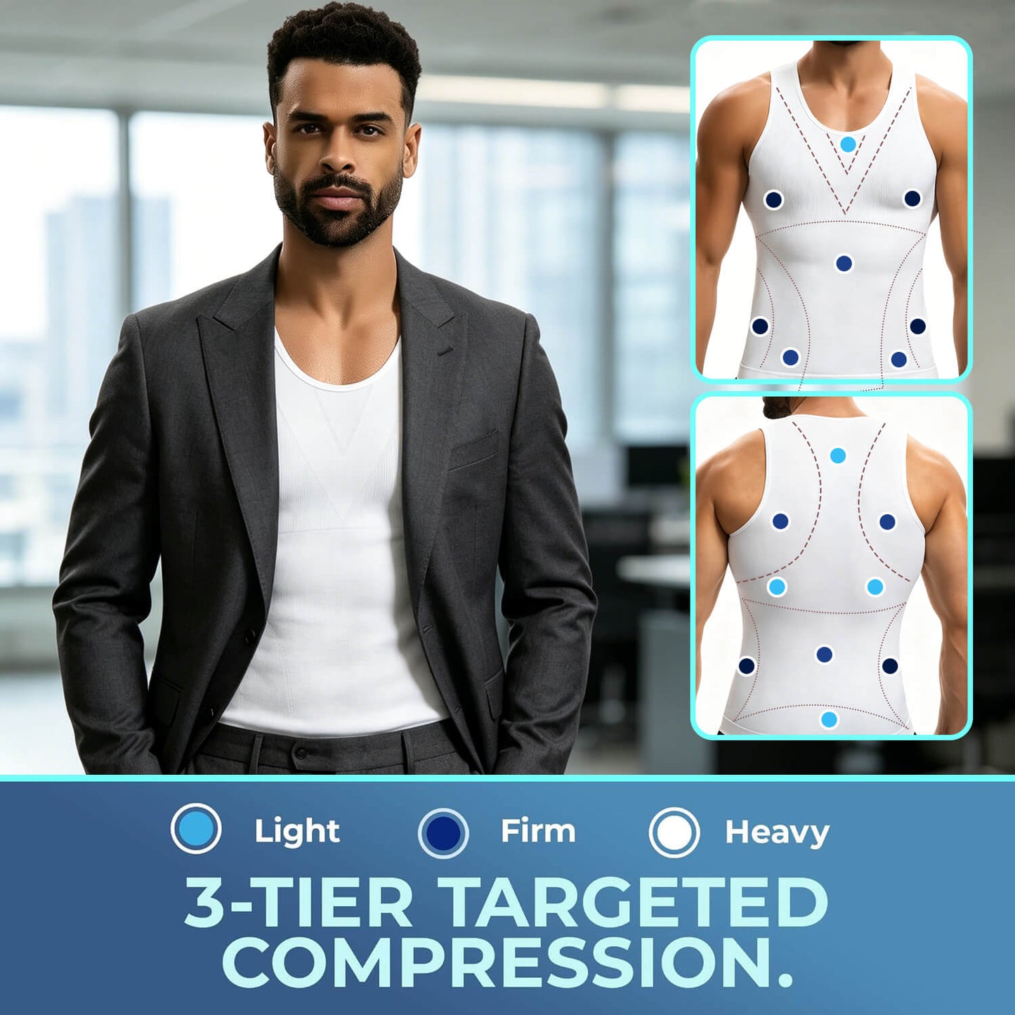 MANIFIQUE Gynecomastia Compression Shirts for Men - Sleeveless Slimming Undershirts Body Shaper Workout Tank Top