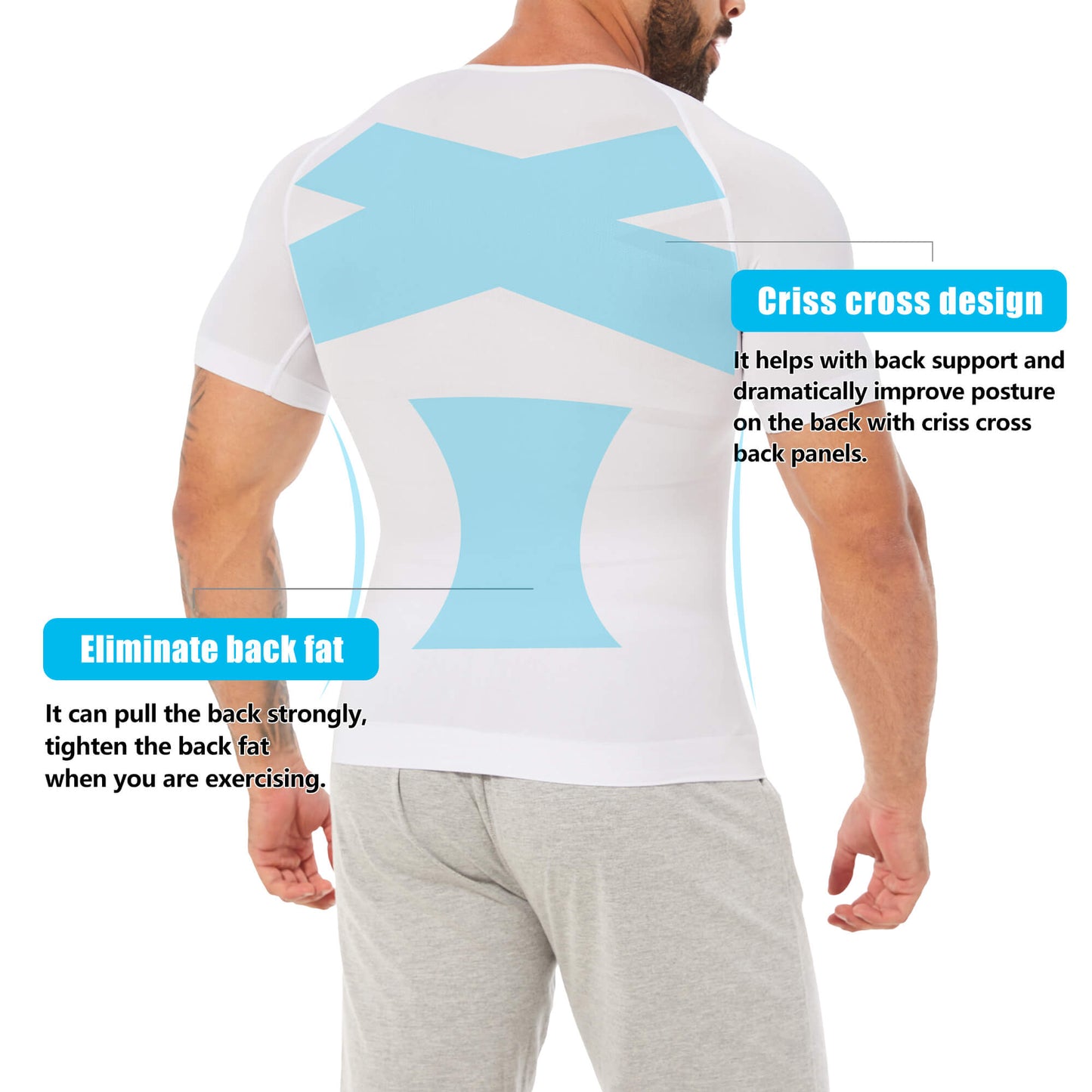 MANIFIQUE Gynecomastia Compression Shirts for Men, Shapewear Slimming Body Shaper Undershirt, V-Neck Baselayer T-Shirt Workout