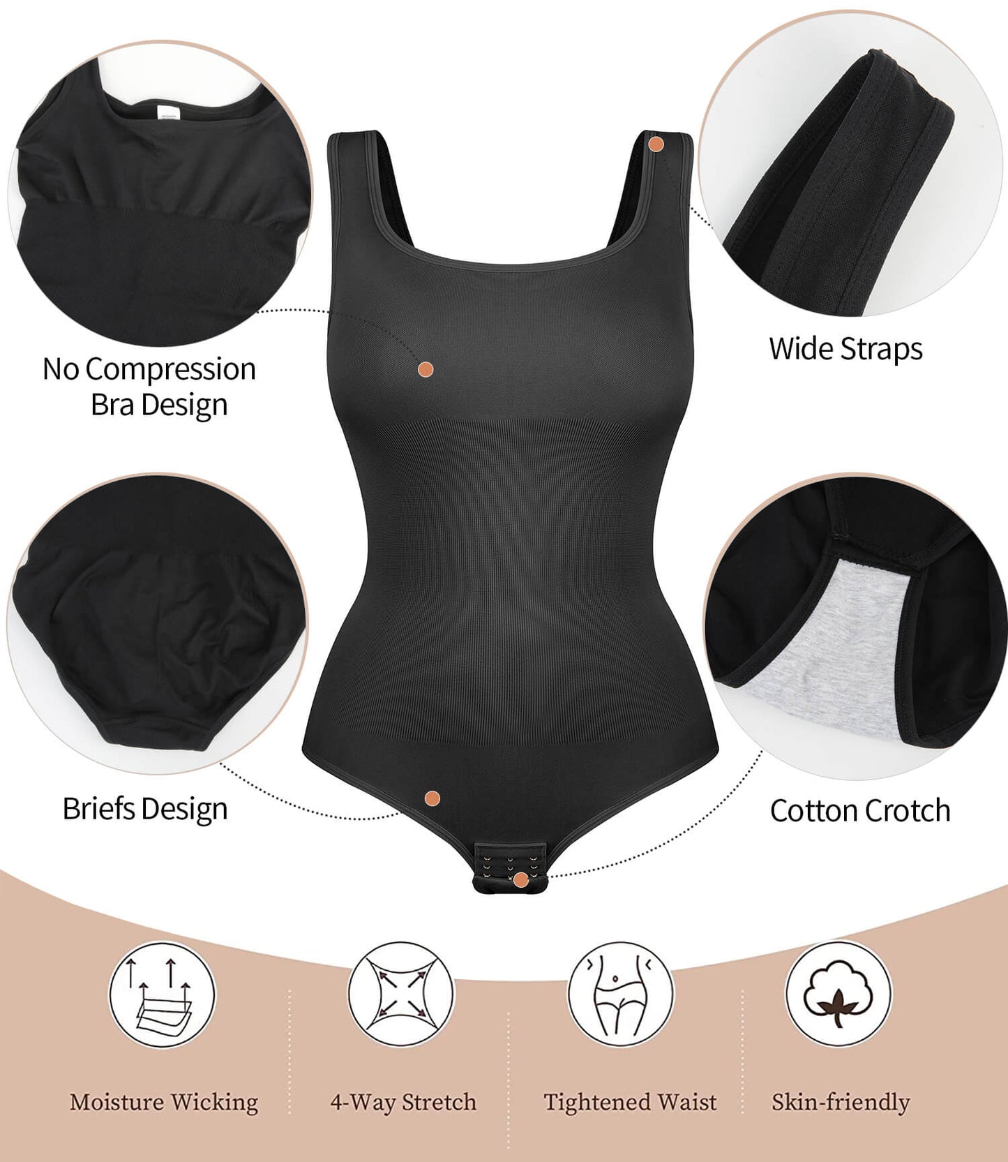 MANIFIQUE Plus Size Women's Seamless Shapewear Bodysuit Tummy Control Body Shaper Waist Snatching Body Suit