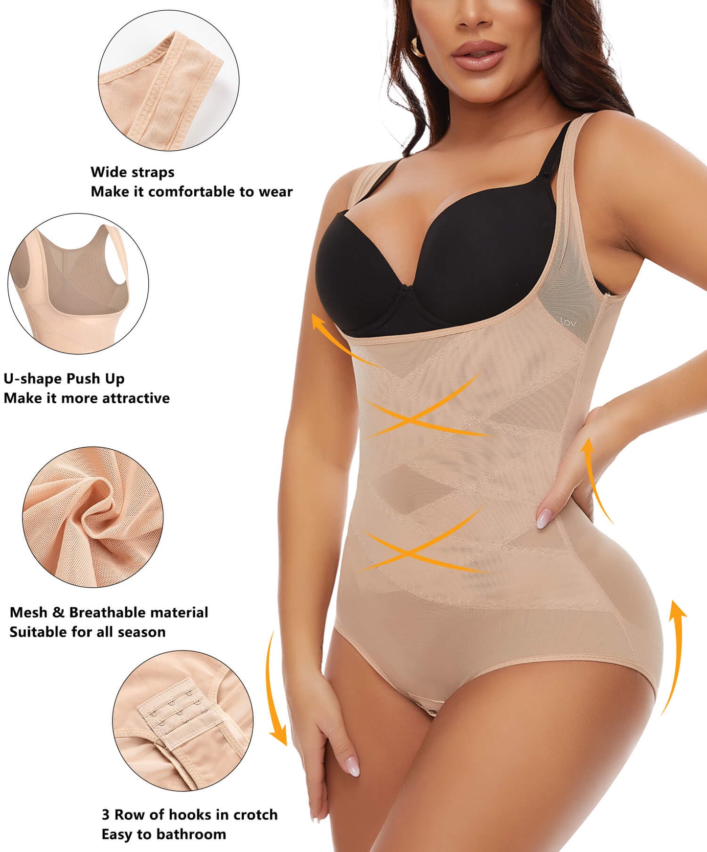 MANIFIQUE 2 Packs Shapewear Bodysuit for Women Tummy Control Butt Lifter Panty Hi-Waist Trainer Stomach Body Shaper Slimming Girdles