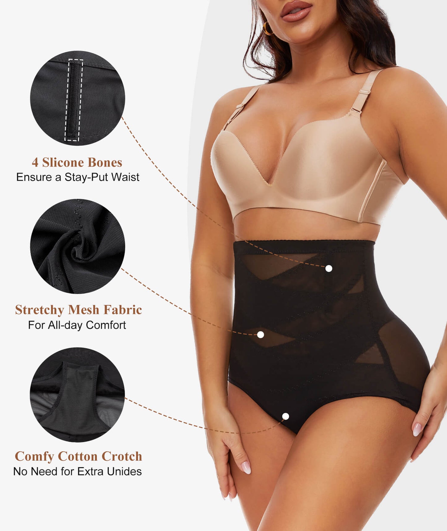 2 Packs Tummy Control Shapewear Panties for Women High Waisted Body Shaper Underwear Seamless Shapewear Panty