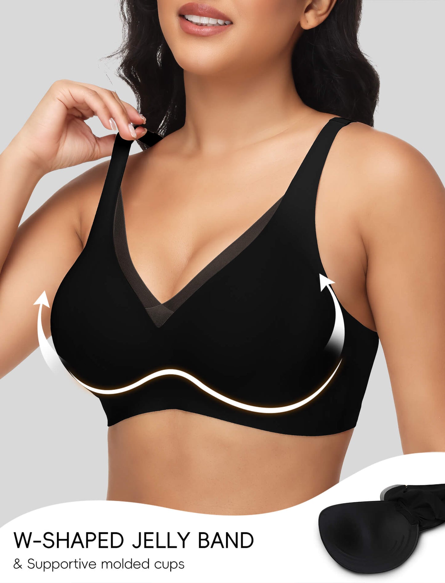 Womens Push Up Wireless Bras V Mesh Comfortable Bralette Supportive Tshirt Bra No Underwire Seamless Everyday Bras