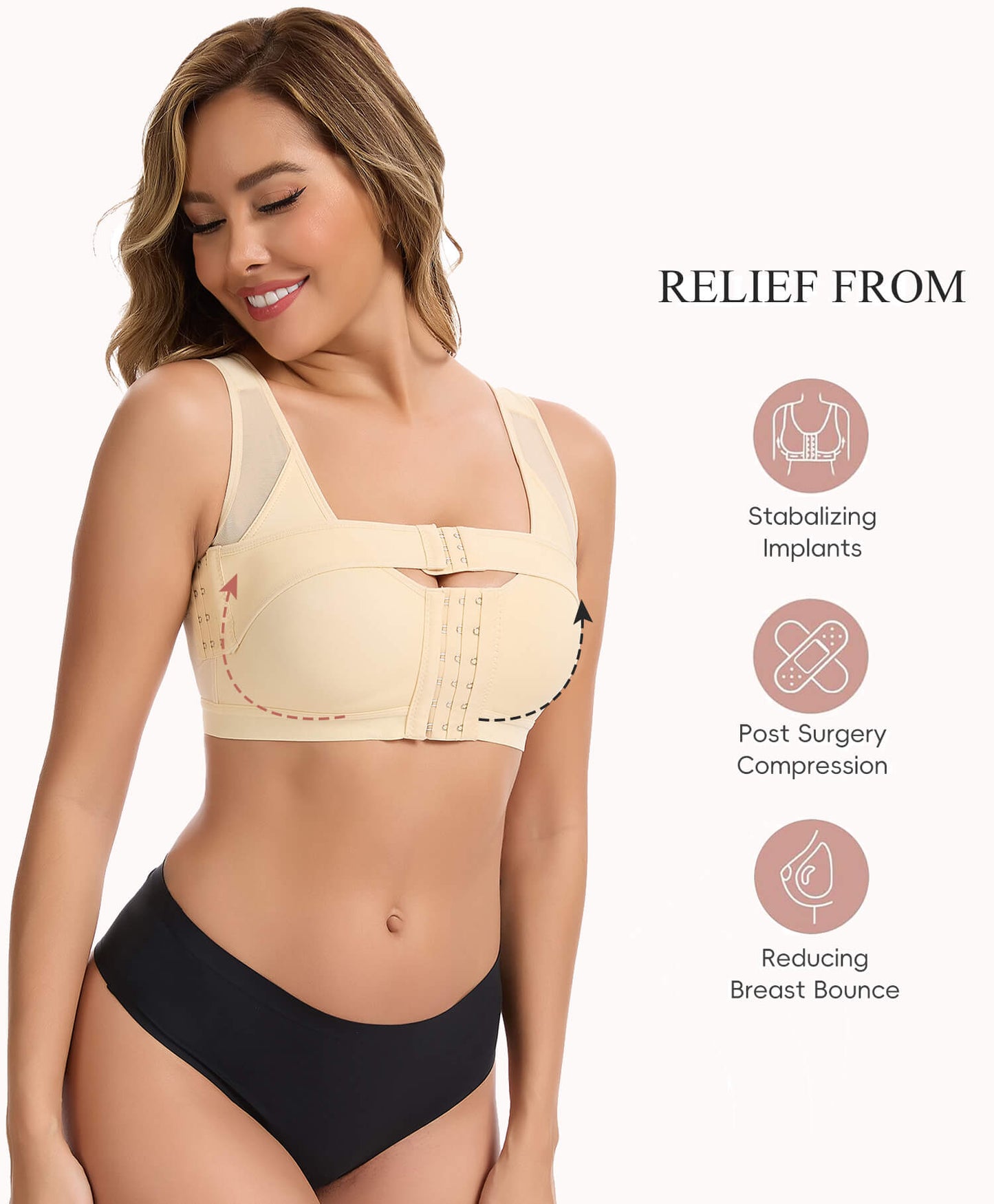 MANIFIQUE Surgical Bra Compression Post Surgery Bra for Women Front Closure Bra with Breast Support Band