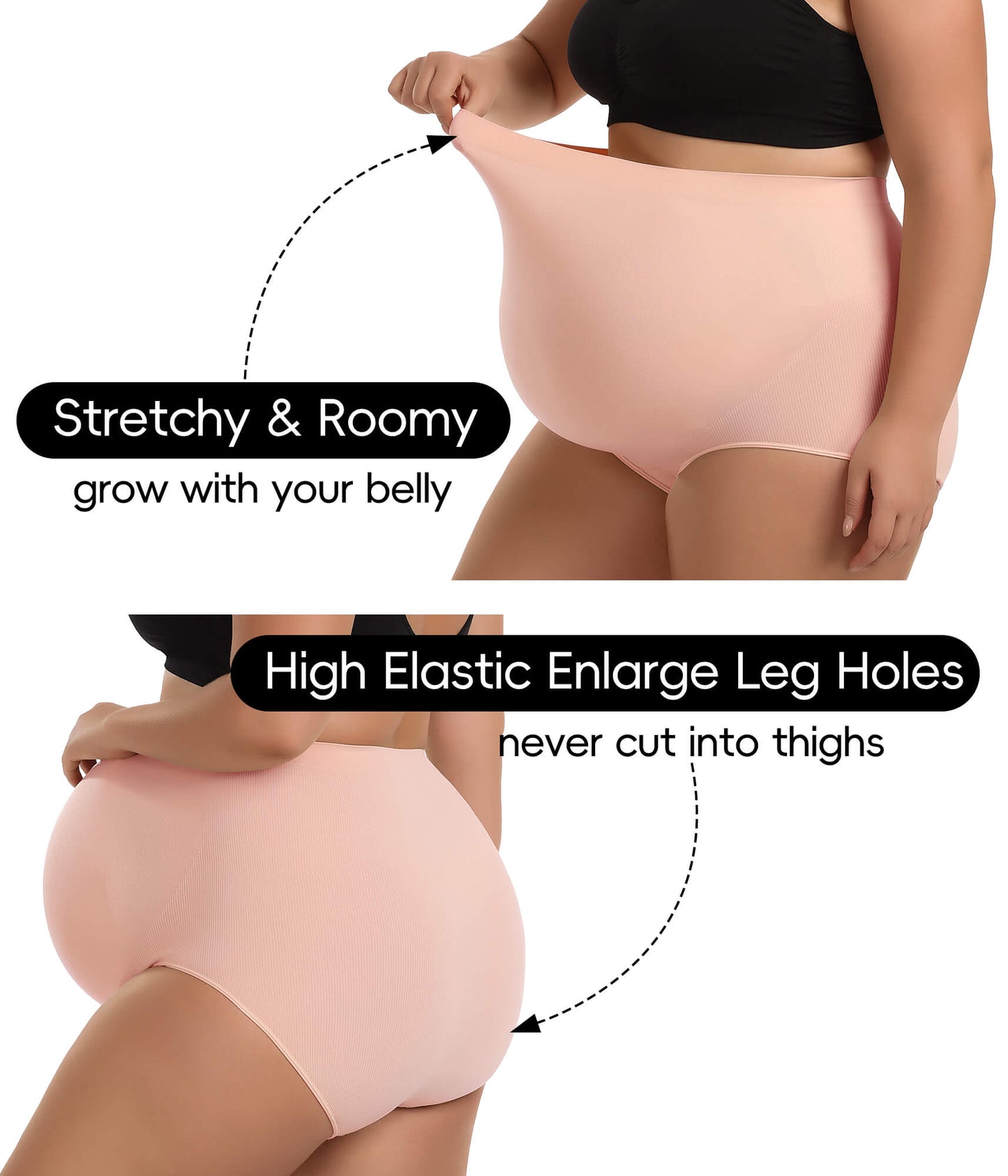 Women's Plus Maternity High Waist Underwear Pregnancy Seamless Soft Belly Support Panties Over Bump 3 Pack