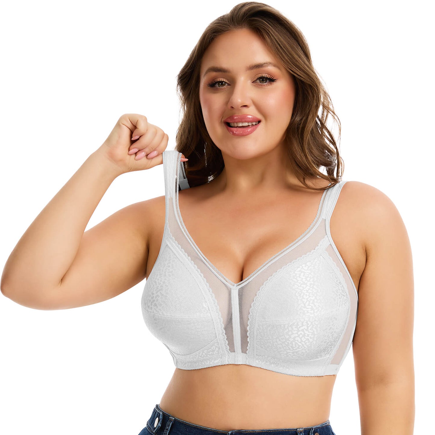MANIFIQUE Women's Full Figure Minimizer Bras Comfort Large Busts Wire-Free Non Padded Plus Size Bra