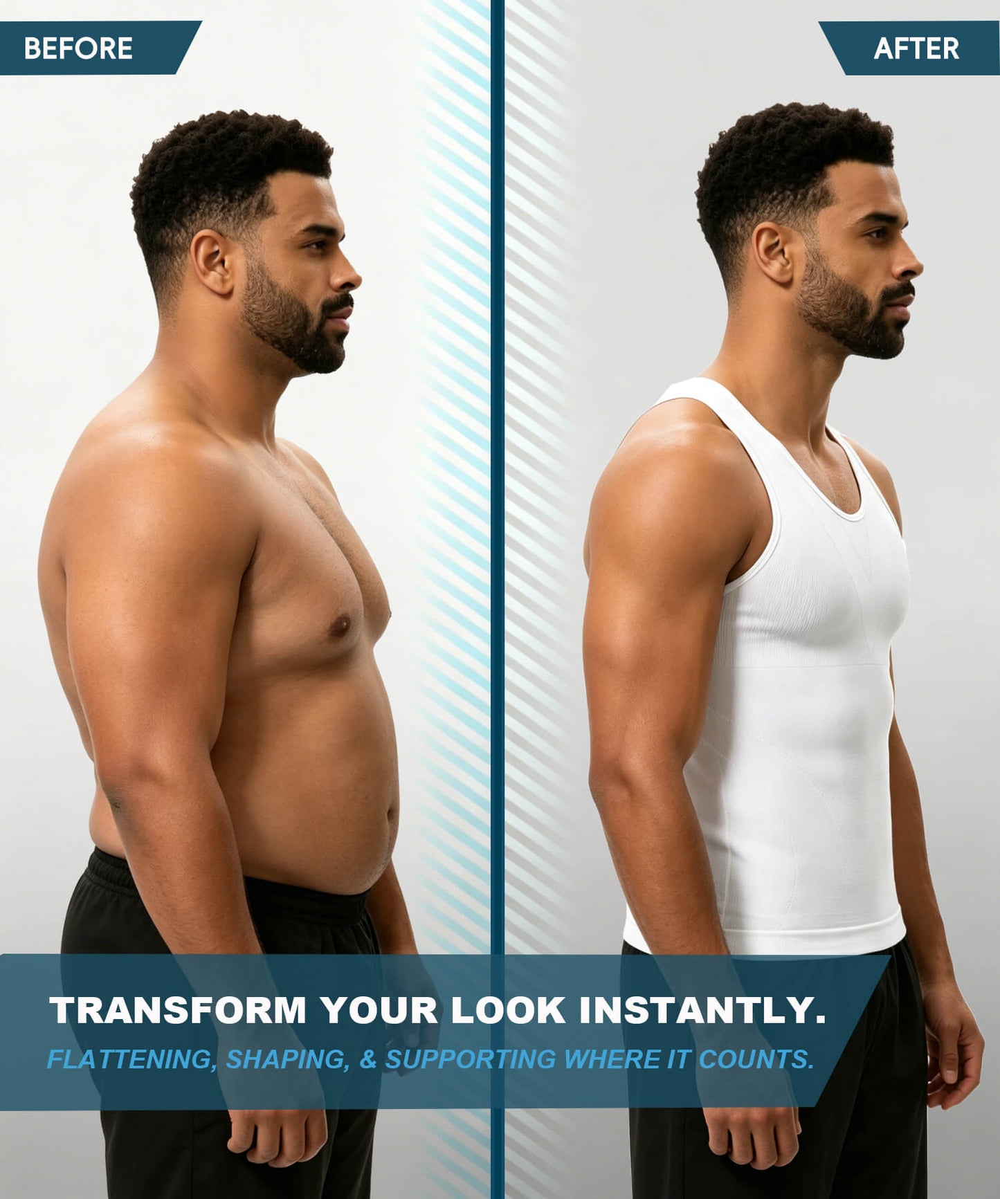 MANIFIQUE Gynecomastia Compression Shirts for Men - Sleeveless Slimming Undershirts Body Shaper Workout Tank Top