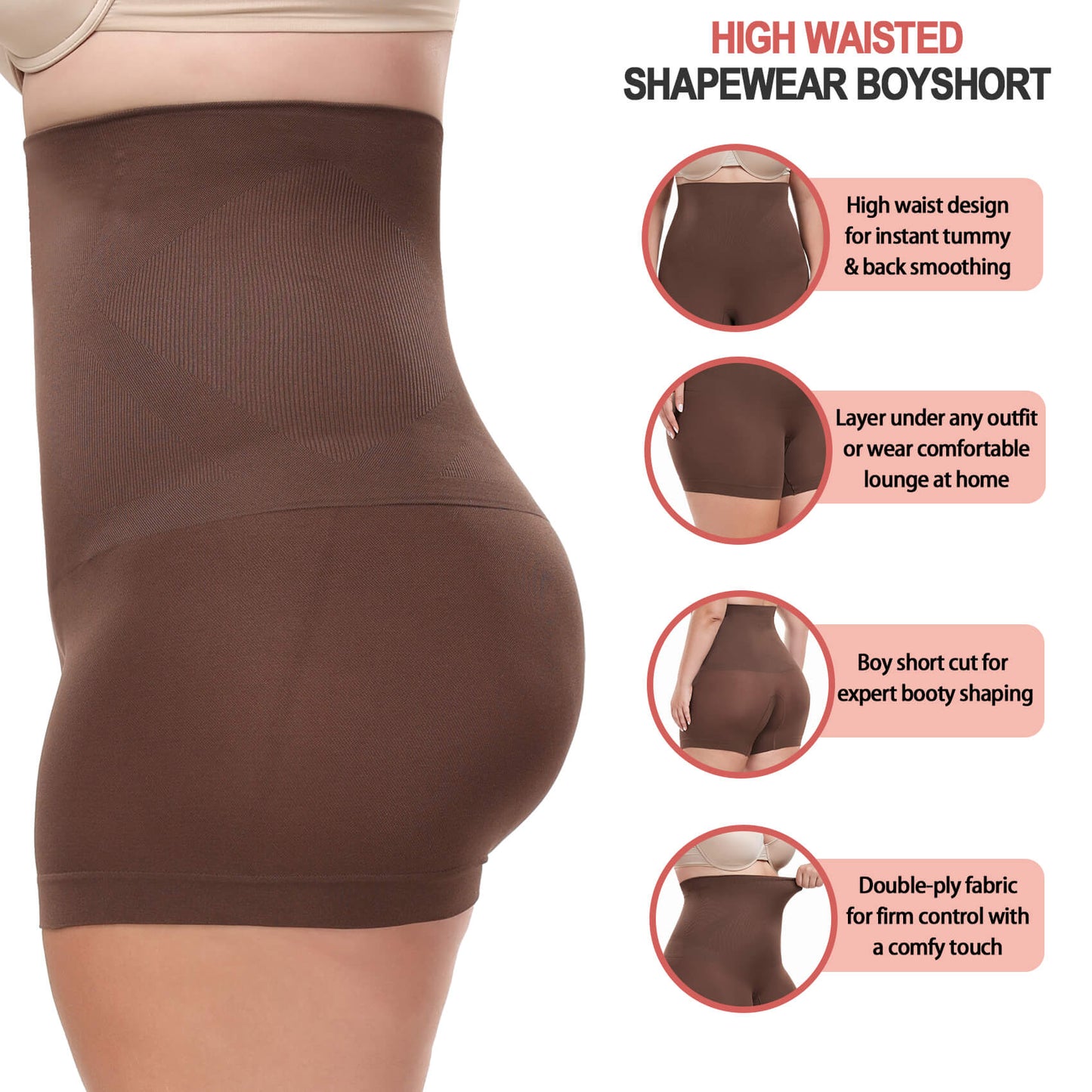 MANIFIQUE Plus Size Shapewear Shorts - High Compression Shapewear for Women Tummy Control - Boy Shorts for Women