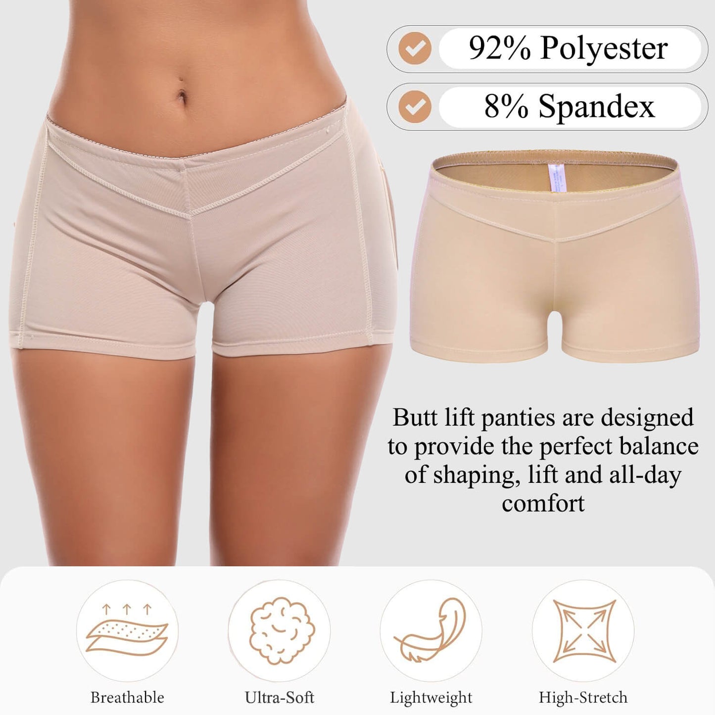MANIFIQUE 2 Packs Women's Butt Lifter Shapewear Underwear Body Shaper Enhancer Panties