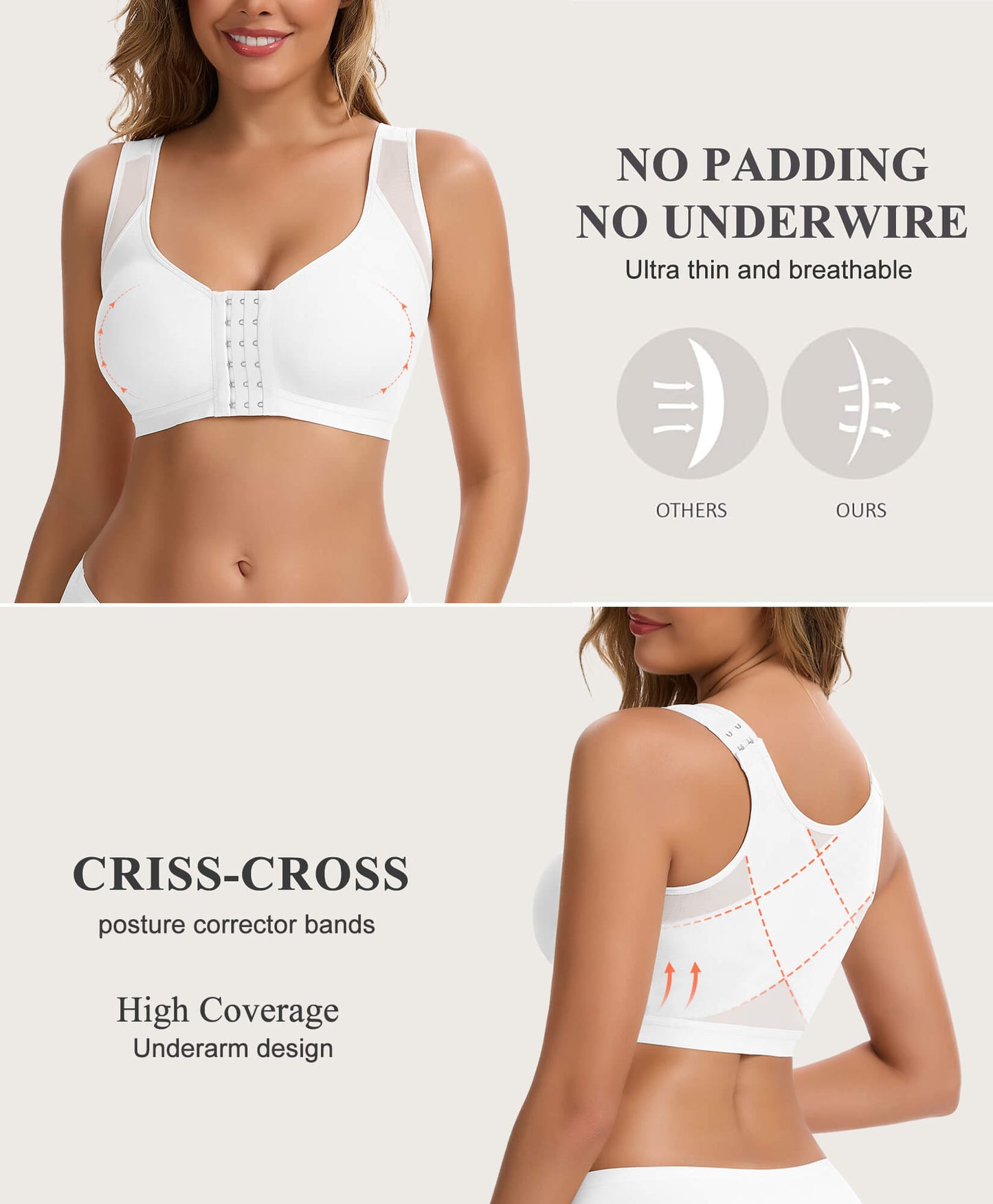 MANIFIQUE Posture Corrector Bra for Women Front Closure Bra Full Coverage Non Padded Wirefree