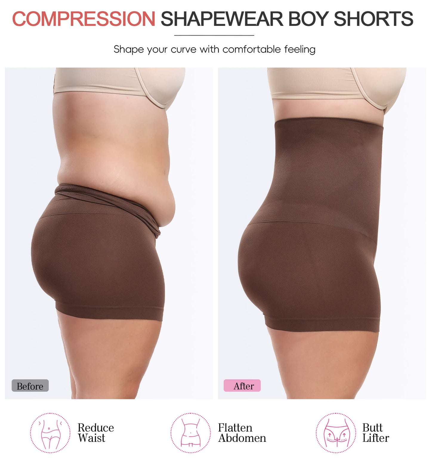 MANIFIQUE Plus Size Shapewear Shorts - High Compression Shapewear for Women Tummy Control - Boy Shorts for Women