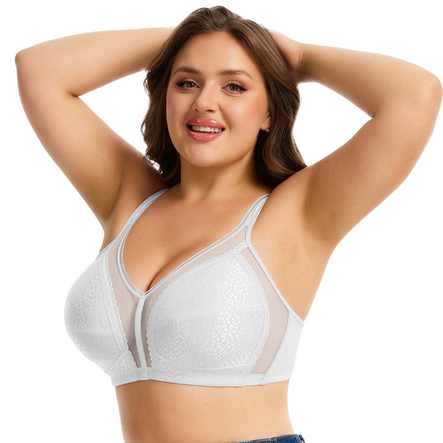 MANIFIQUE Women's Full Figure Minimizer Bras Comfort Large Busts Wire-Free Non Padded Plus Size Bra