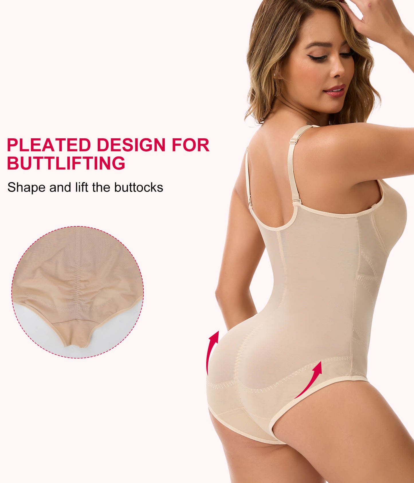 Vaslanda Shapewear Bodysuits for Women Tummy Control Faja Body Shaper Waist Trainer V Neck Body Suit with Built in Bra