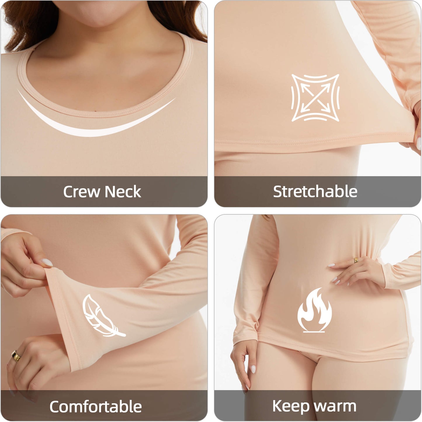 MANIFIQUE Plus Size Thermal Underwear for Women Long Johns Base Layer Top and Bottom Sets XL-5XL