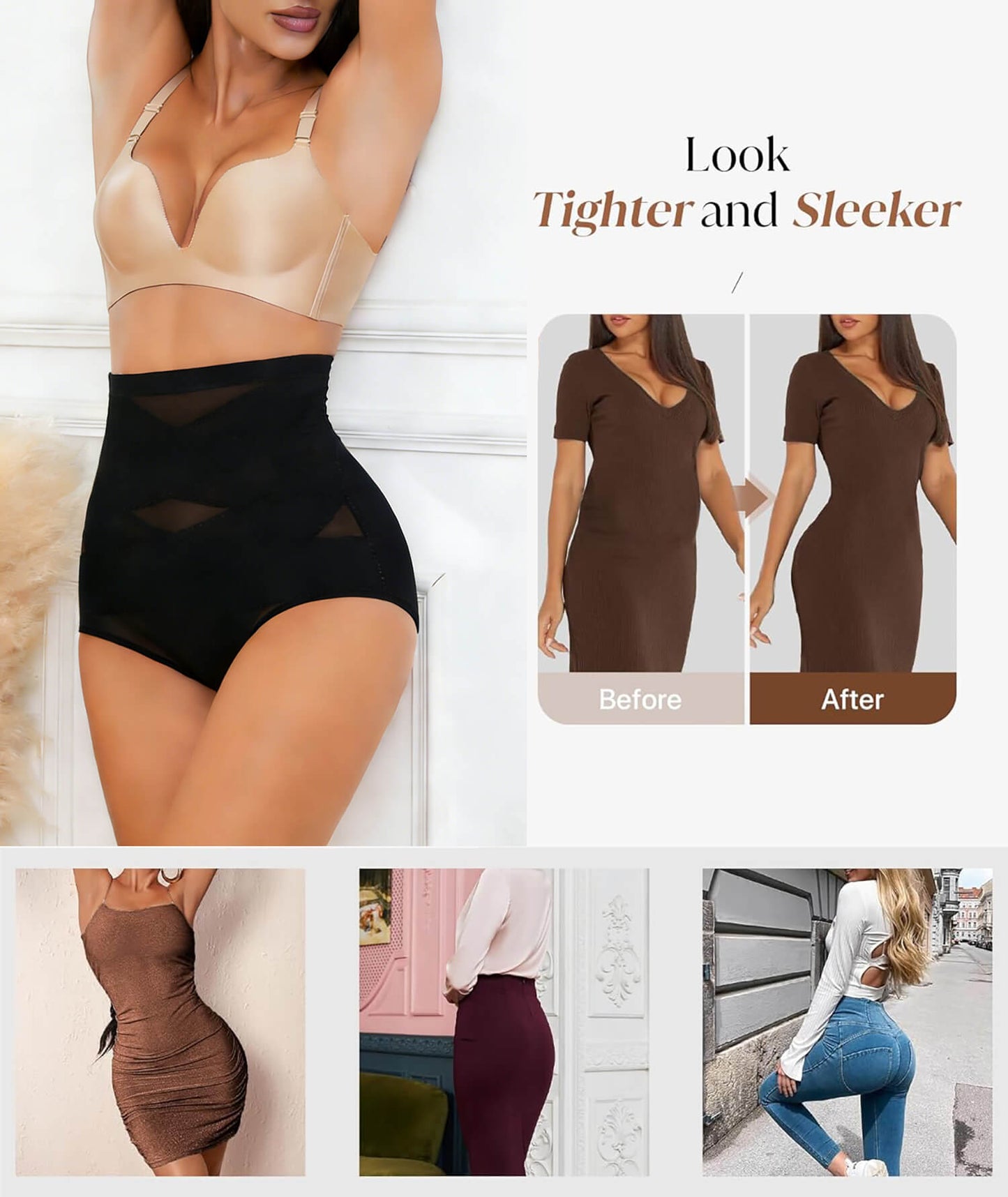 2 Packs Tummy Control Shapewear Panties for Women High Waisted Body Shaper Underwear Seamless Shapewear Panty