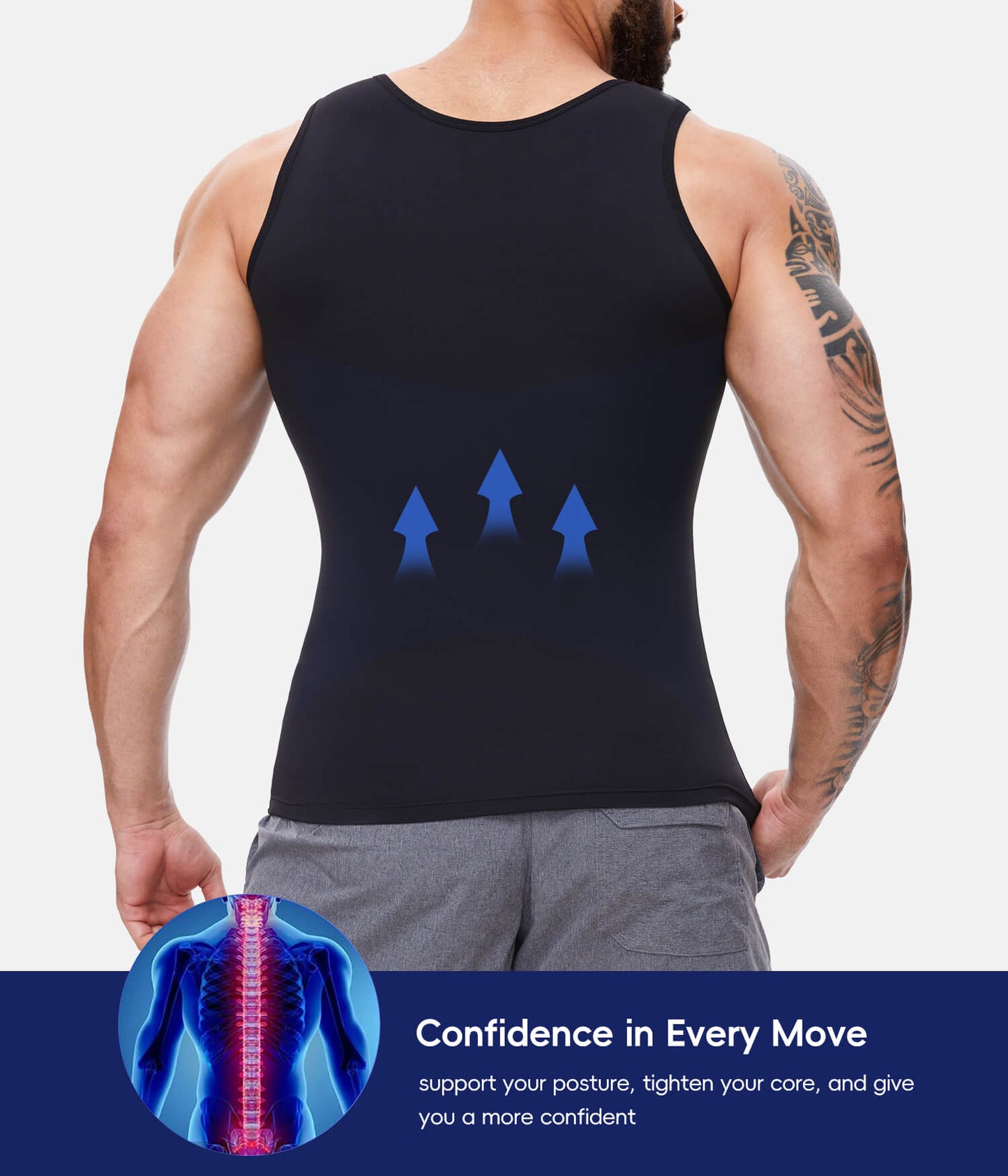 MANIFIQUE Gynecomastia Compression Shirts for Men, Tank Top Tummy Control Body Shaper, Slimming Undershirt