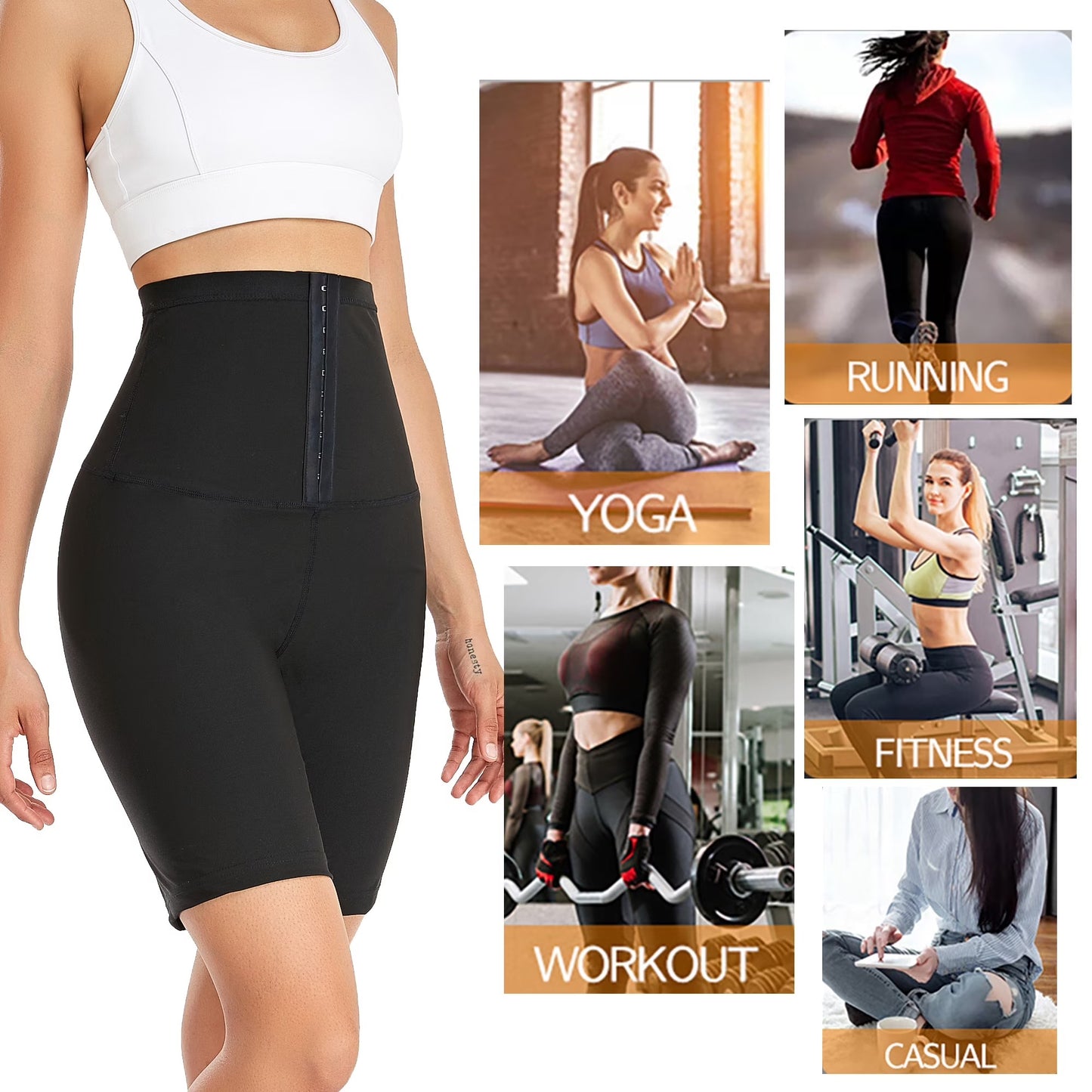 COMFREE Sauna Sweat Suit for Women High Waist Compression Leggings Waist Trainer Body Shaper Sauna Suit