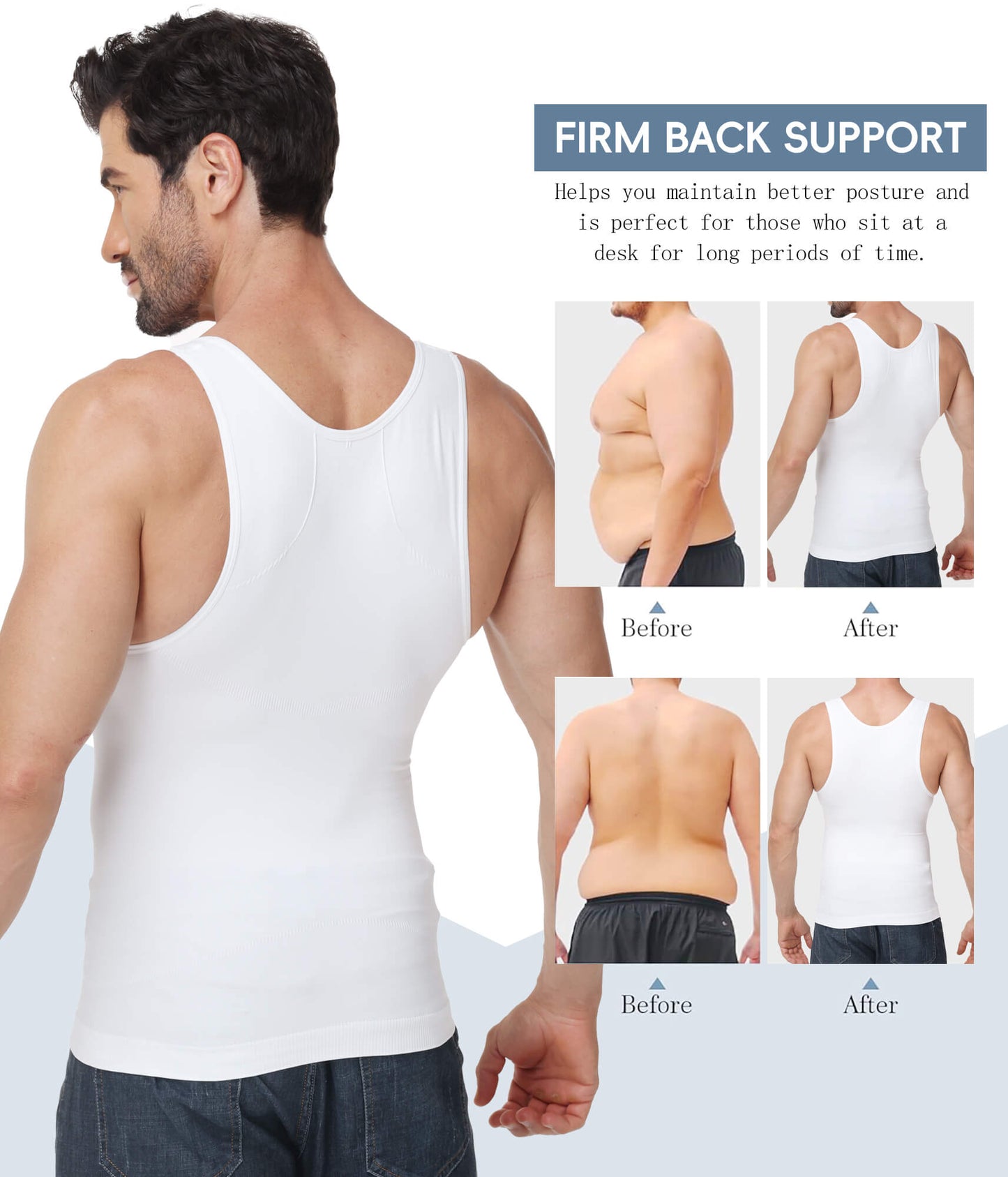 MANIFIQUE Compression Shirt Men Slimming Undershirt Body Shaper Vest, Gynecomastia Compression Tank Top, Shapewear Tummy Control