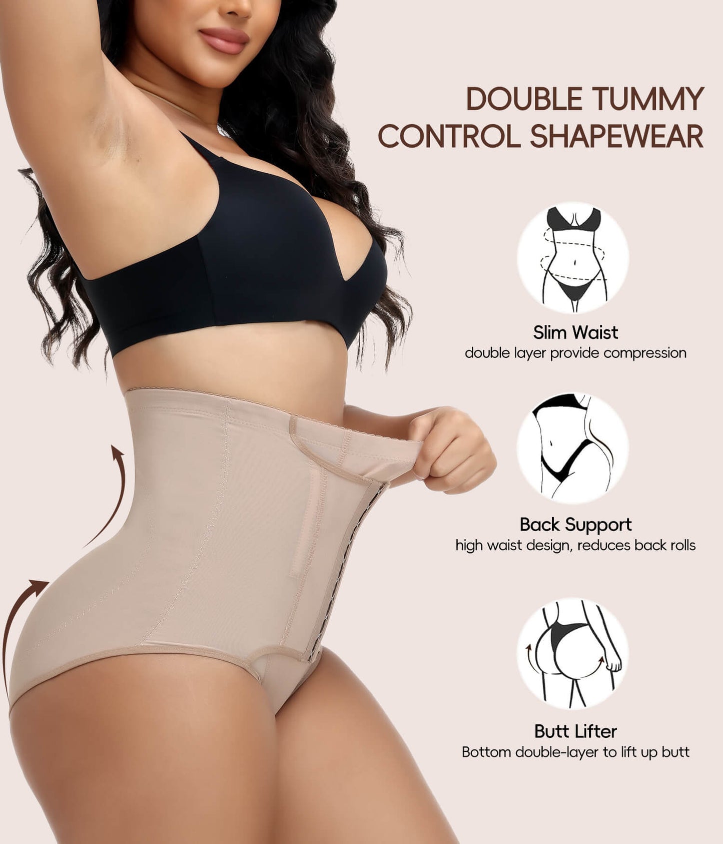 MANIFIQUE Tummy Control Shapewear for Women Faja Body Shaper Breathable High Waisted Butt Lifting Panties