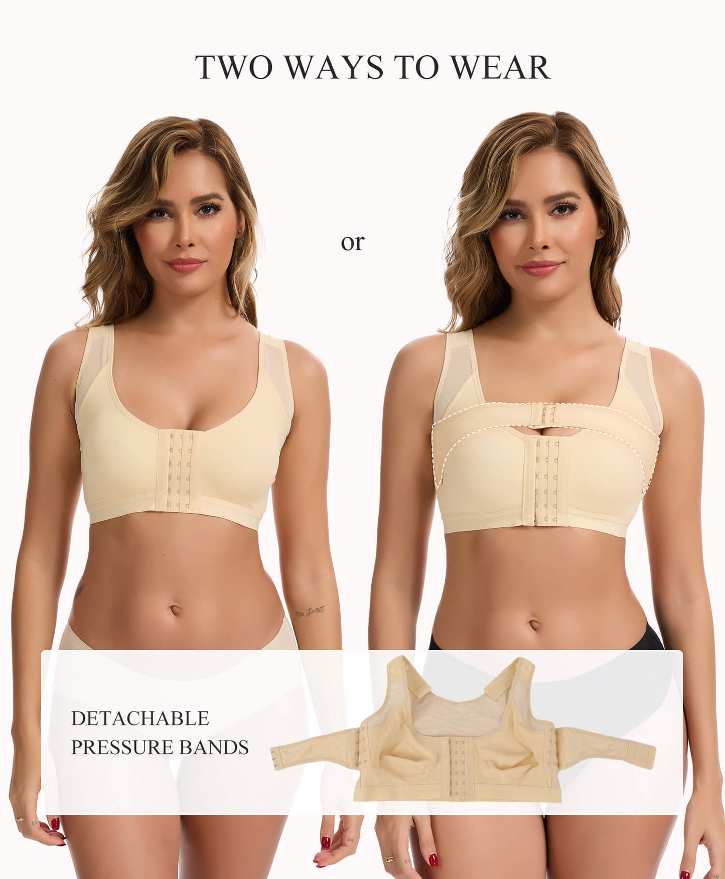 MANIFIQUE Surgical Bra Compression Post Surgery Bra for Women Front Closure Bra with Breast Support Band