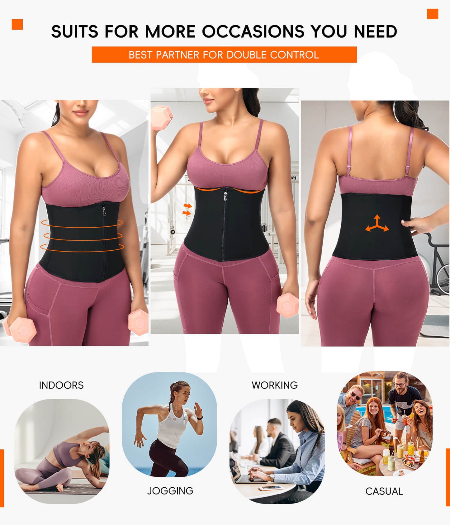 MANIFIQUE Waist Trainer for Women Lower Belly Waist Trimmer Corset with Zipper Sweat Belt
