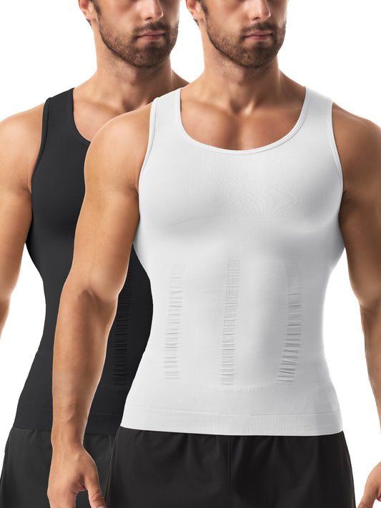 Lalamelon Compression Shirts for Men Shapewear Vest Body Shaper Abs Abdomen Slim Tank Elastic Top Undershirt