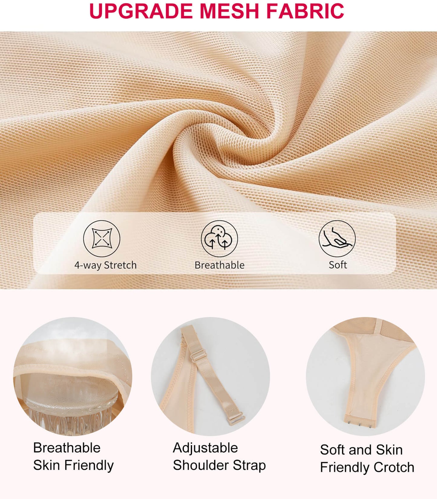 Vaslanda Shapewear Bodysuits for Women Tummy Control Faja Body Shaper Waist Trainer V Neck Body Suit with Built in Bra