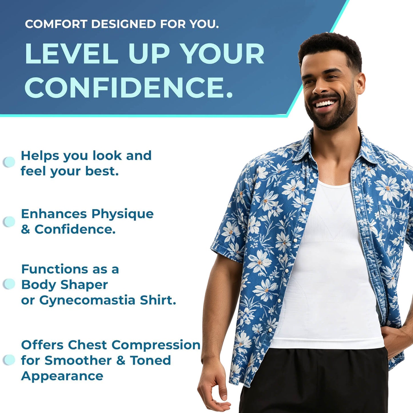 MANIFIQUE Gynecomastia Compression Shirts for Men - Sleeveless Slimming Undershirts Body Shaper Workout Tank Top