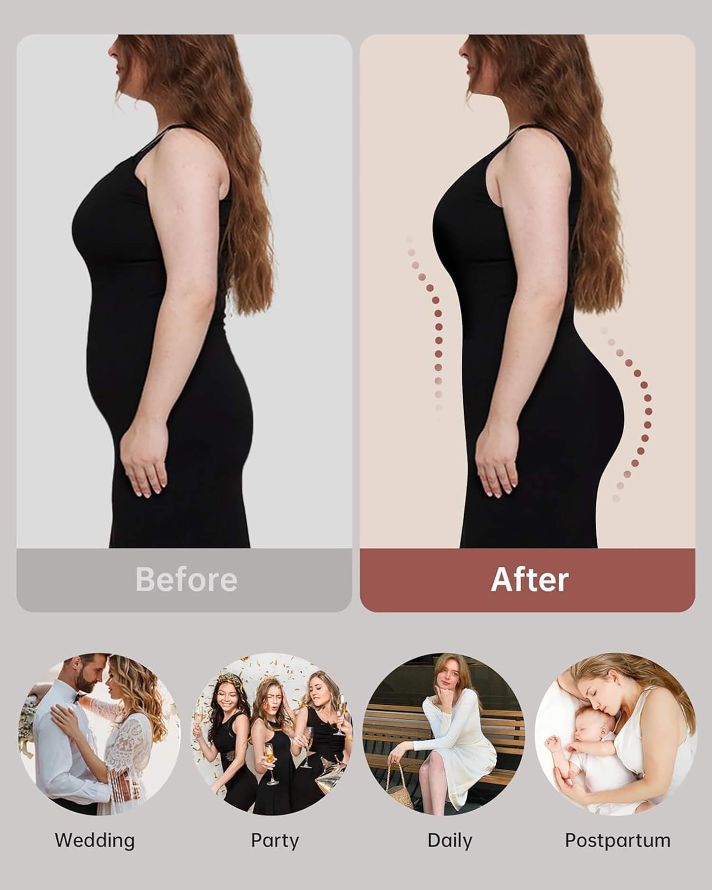 MANIFIQUE Tummy Control Shapewear for Women High Waist Thigh Slimmer Shapewear, Smooth Mid-Thigh Short Under Dress