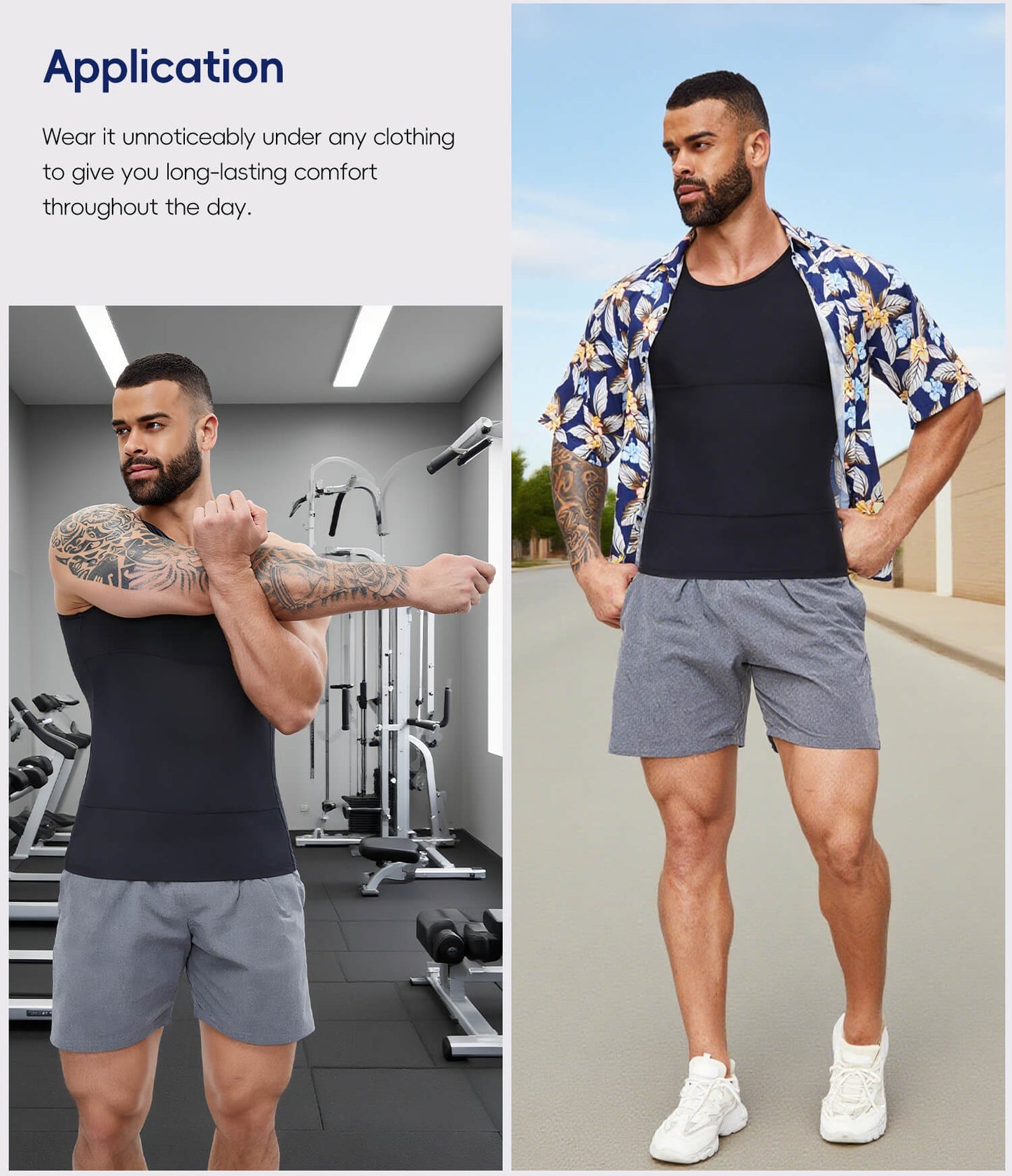 MANIFIQUE Gynecomastia Compression Shirts for Men, Tank Top Tummy Control Body Shaper, Slimming Undershirt