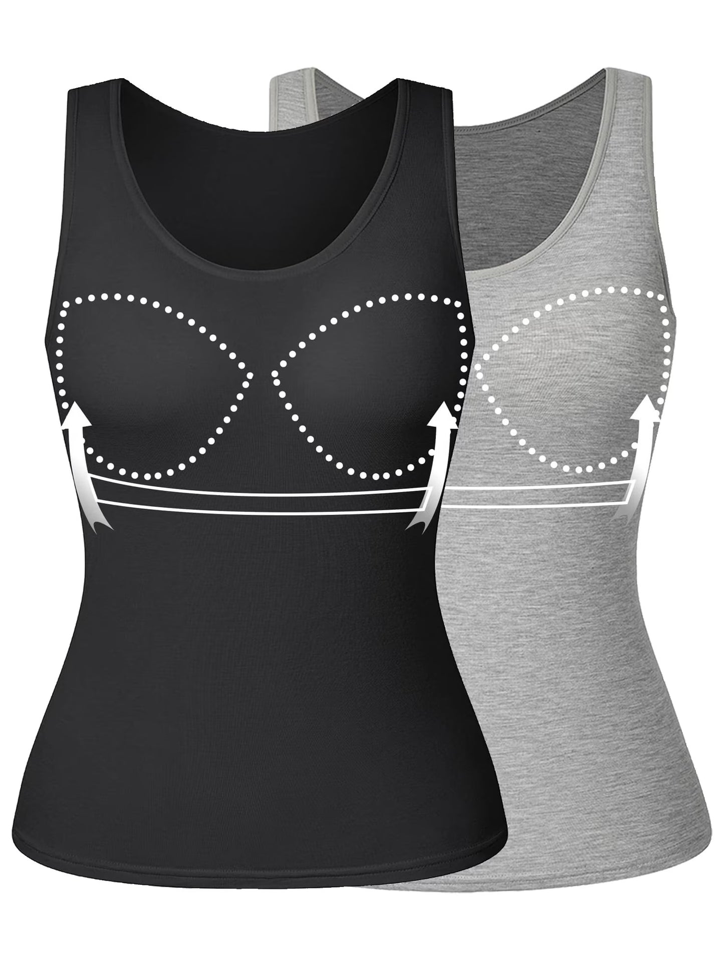 COMFREE Camisole with Built in Bra for Women Plus Size Tank Tops Wide Strap Tops(S-3XL)