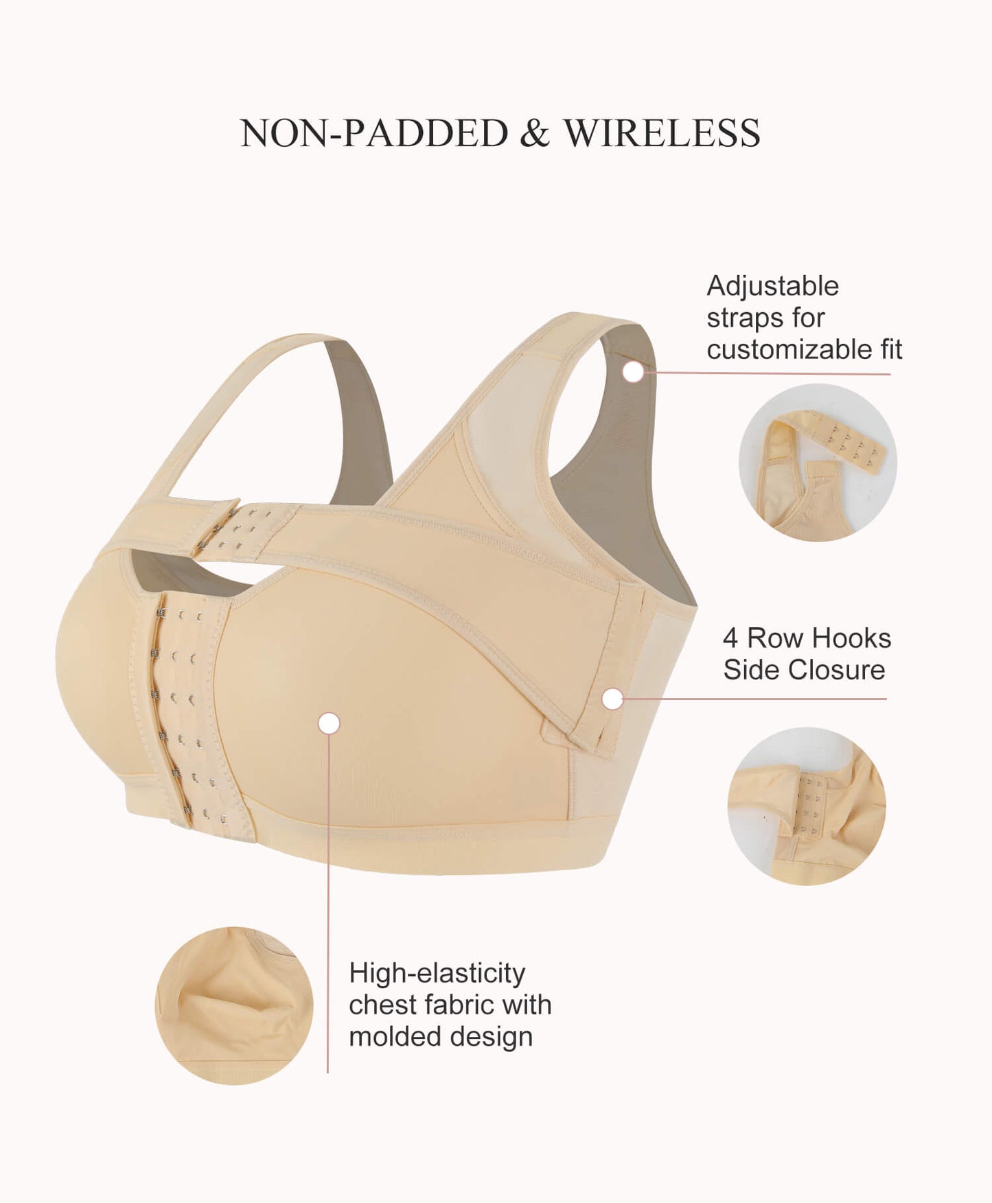 MANIFIQUE Surgical Bra Compression Post Surgery Bra for Women Front Closure Bra with Breast Support Band