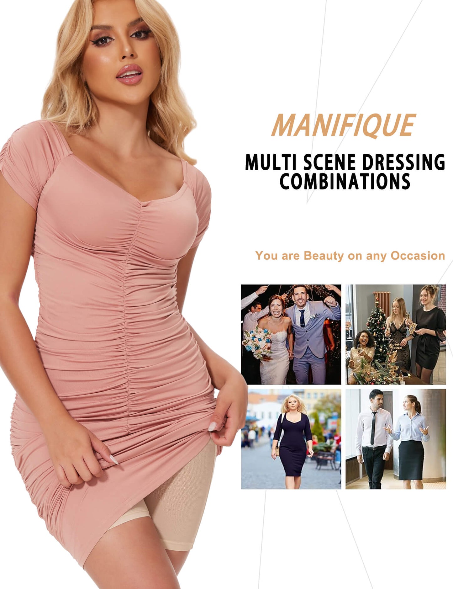 MANIFIQUE Shapewear for Women Tummy Control, High Waisted Body Shaper Shorts Butt Lifting Panties Thigh Slimmer Girdle