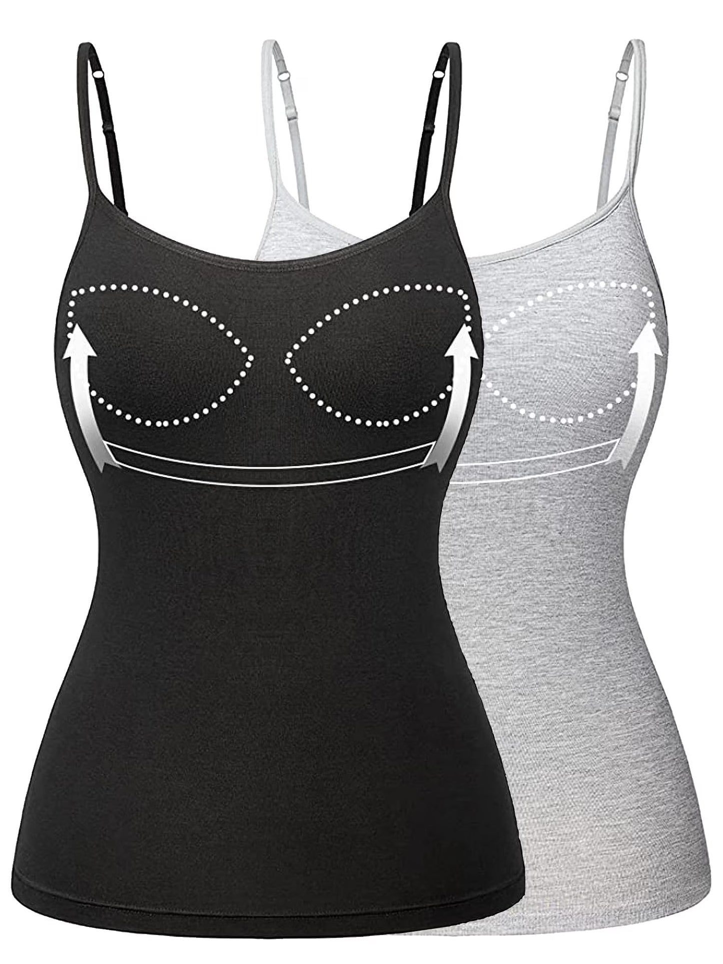 COMFREE Camisole with Built in Bra for Women Plus Size Tank Tops Wide Strap Tops(S-3XL)