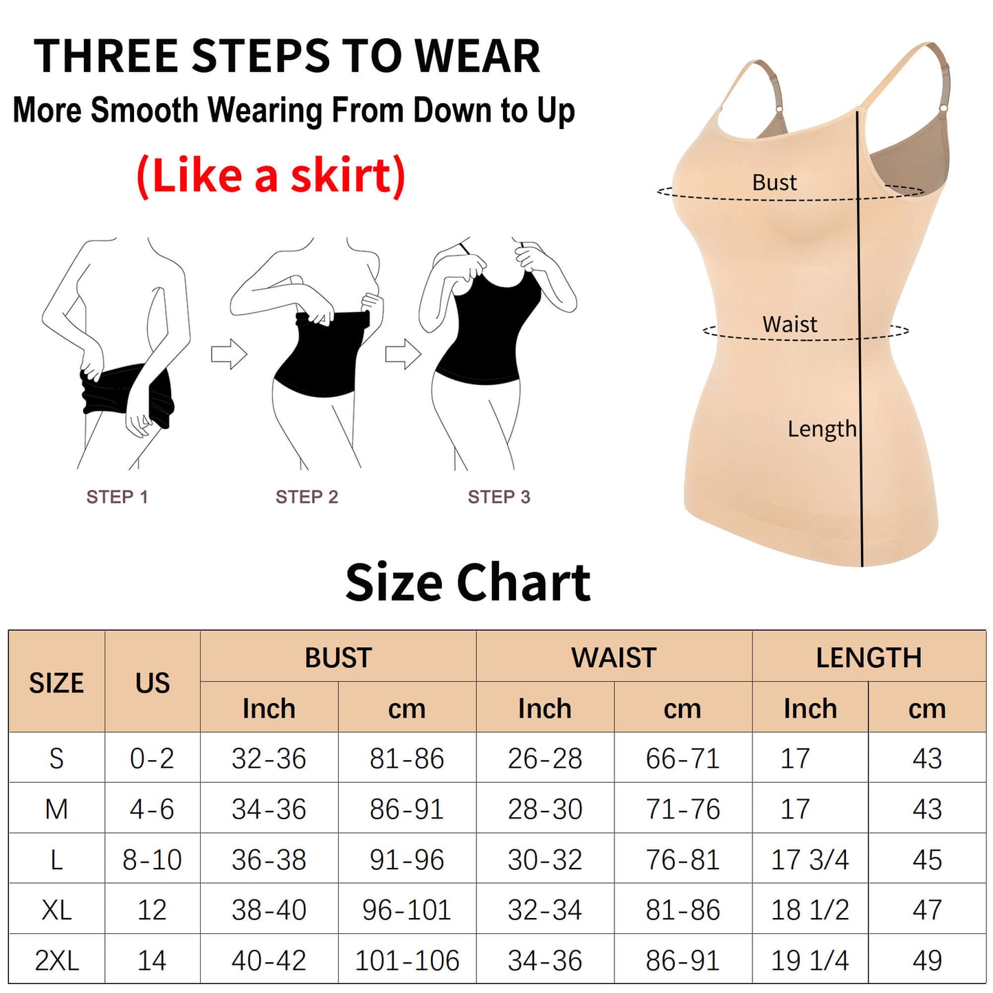 MANIFIQUE 2 Pack Compression Tank Cami - Tummy and Waist Control Body Shapewear Camisole for Women