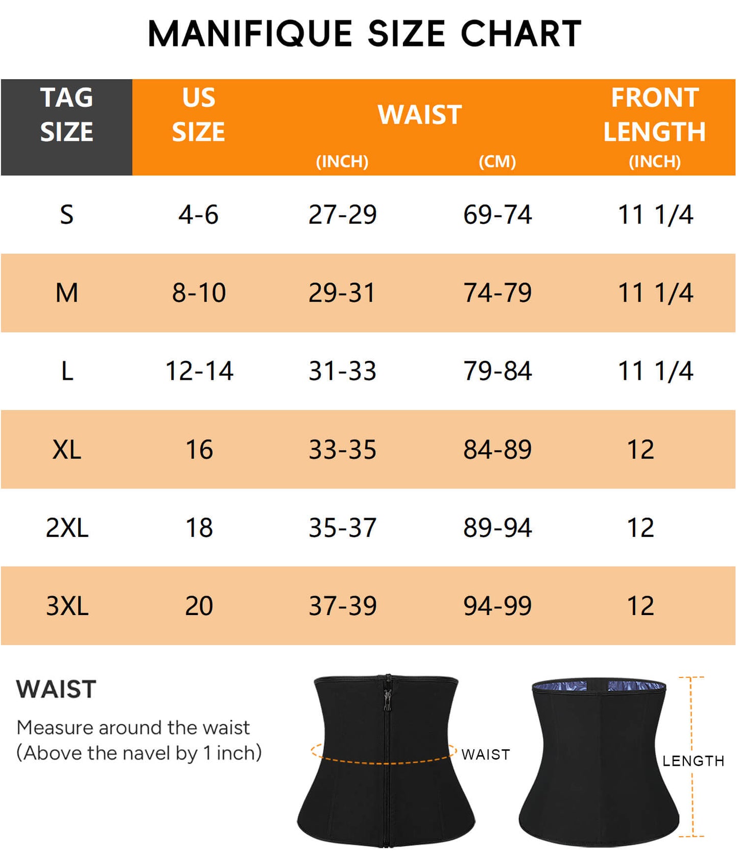 MANIFIQUE Waist Trainer for Women Lower Belly Waist Trimmer Corset with Zipper Sweat Belt