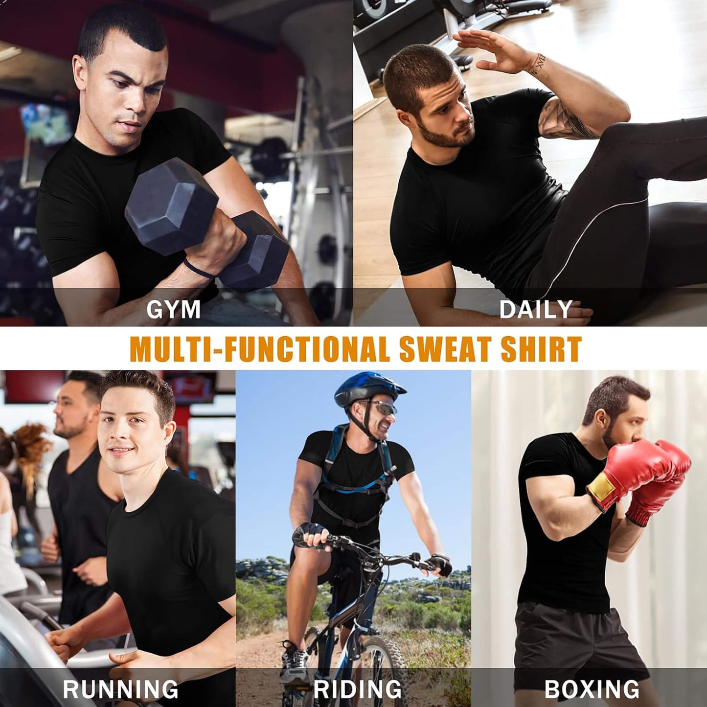 ANYFIT WEAR Sauna Suit for Men Sweat Shirt Workout Sports Fitness Compression T-Shirt Body Shaper