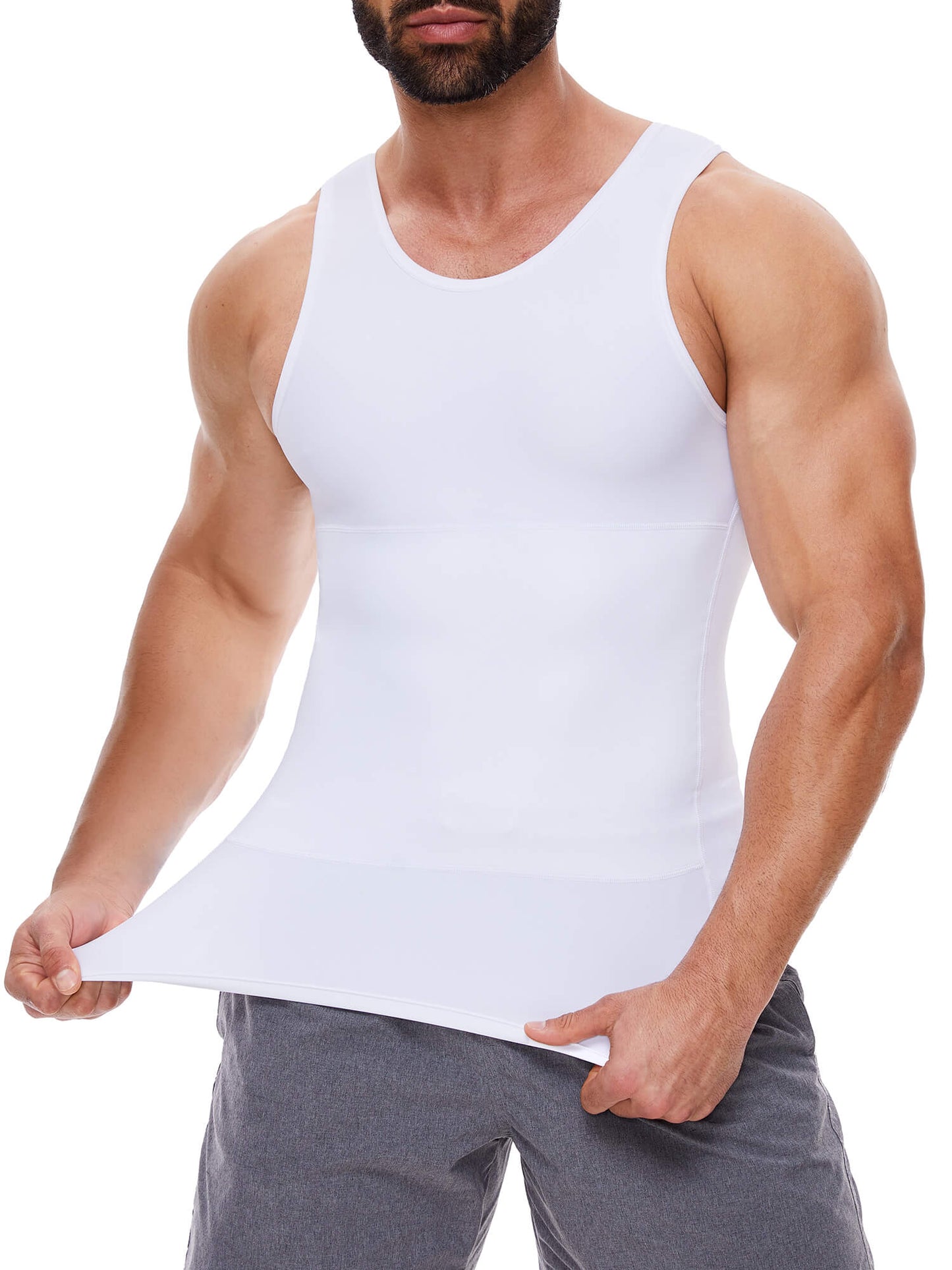 MANIFIQUE Gynecomastia Compression Shirts for Men, Tank Top Tummy Control Body Shaper, Slimming Undershirt