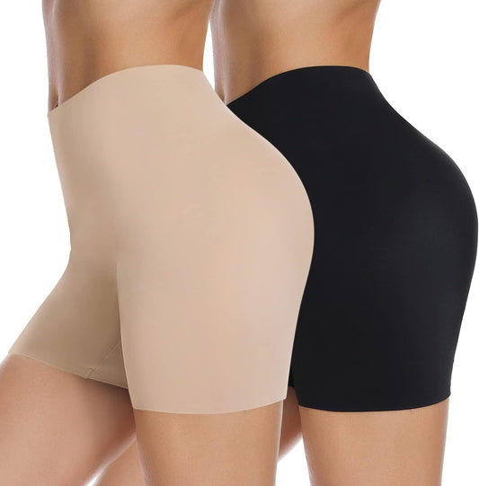 MANIFIQUE 2 Pack Seamless Shaping Boyshorts Panties for Women Shapewear Slip Shorts Under Dress