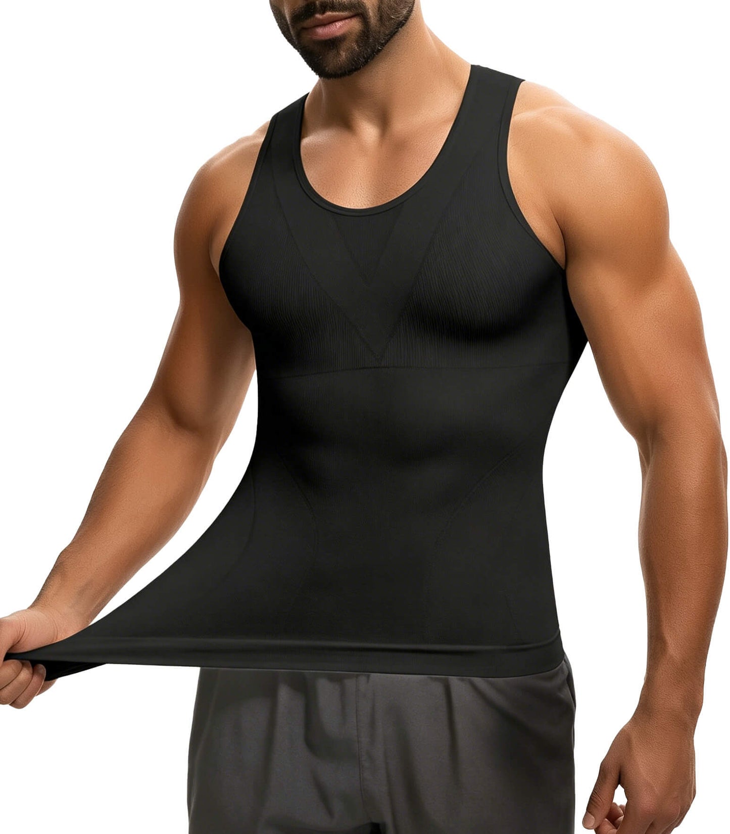 MANIFIQUE Gynecomastia Compression Shirts for Men - Sleeveless Slimming Undershirts Body Shaper Workout Tank Top