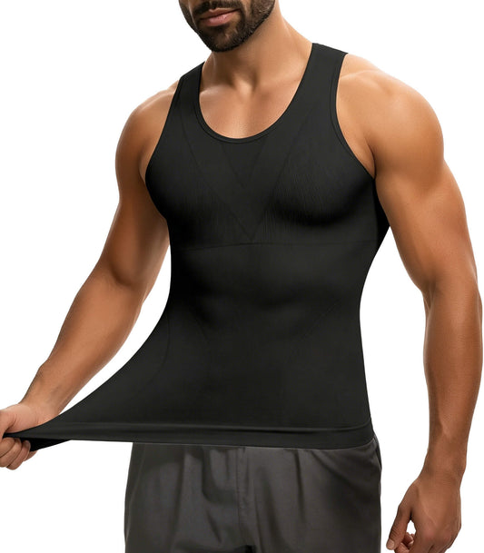 MANIFIQUE Gynecomastia Compression Shirts for Men - Sleeveless Slimming Undershirts Body Shaper Workout Tank Top