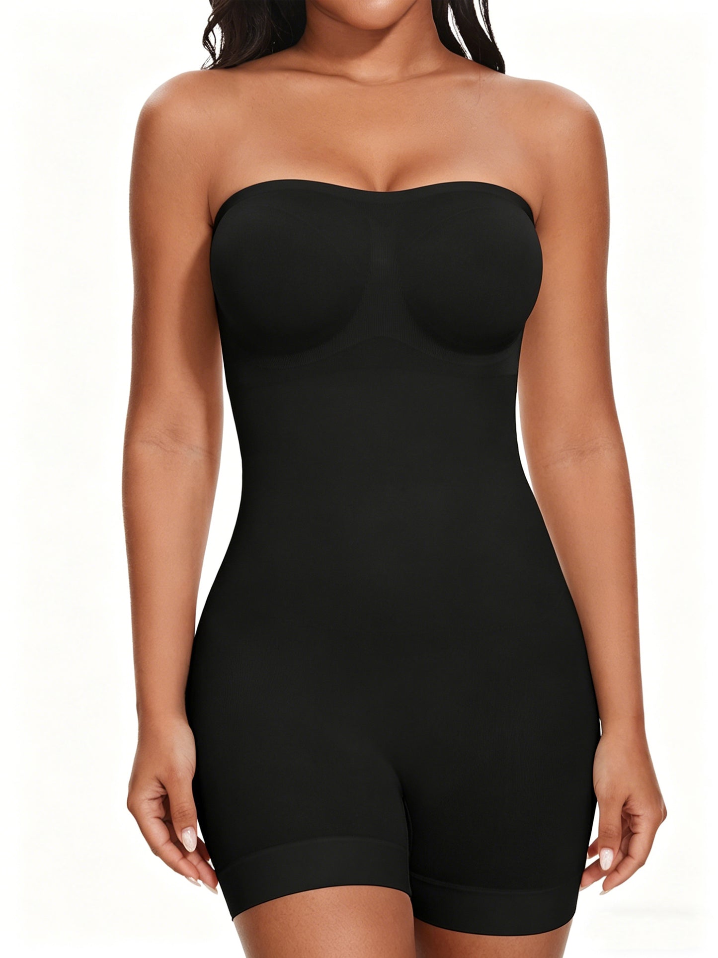 Vaslanda Strapless Shapewear for Women Seamless Tummy Control Bodysuit with Removable Straps