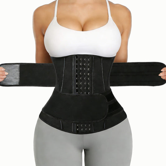 MANIFIQUE Waist Trainer for Women Shapewear Tummy Control Neoprene Workout 2 Belt With Hook 13 Steel Bones for Postpartum Gym