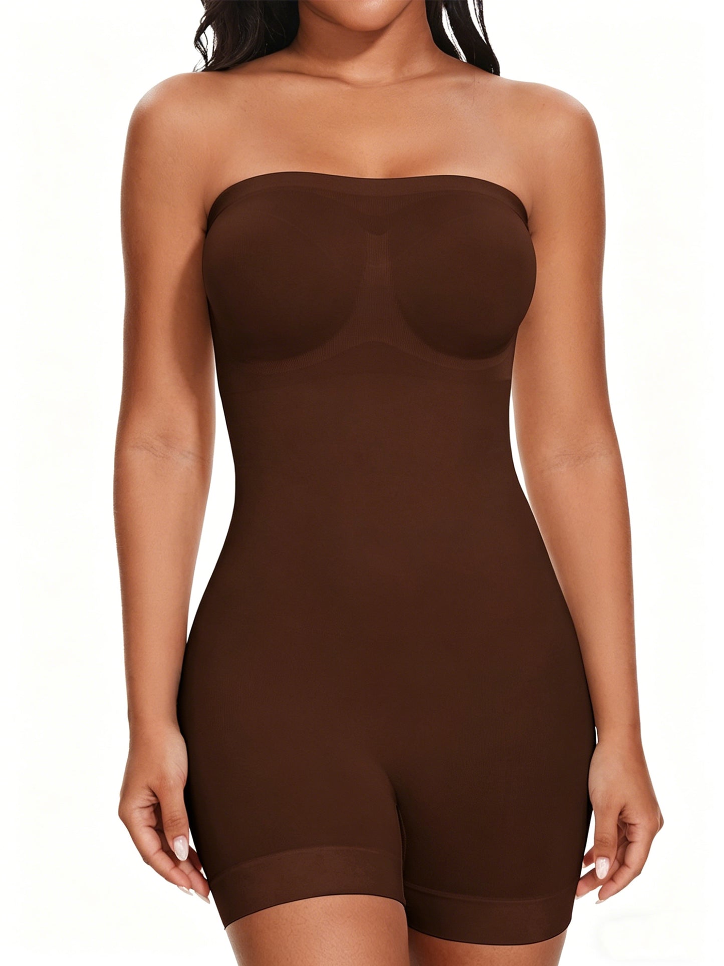 Vaslanda Strapless Shapewear for Women Seamless Tummy Control Bodysuit with Removable Straps