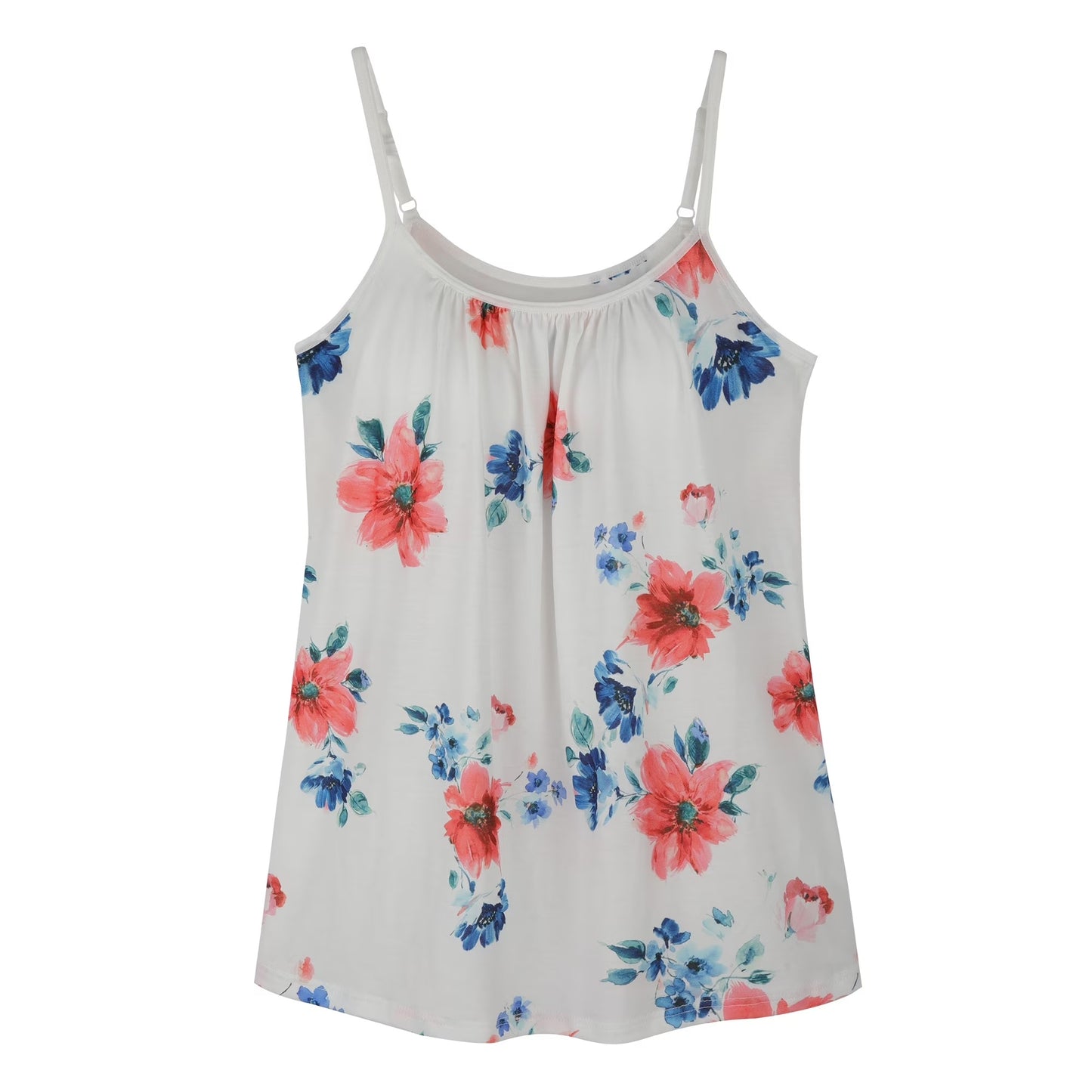 COMFREE Women's Camisole with Built in Bra Plus Size Tank Top Cami Flowy Casual Tops with Adjustable Strap (S-4XL)