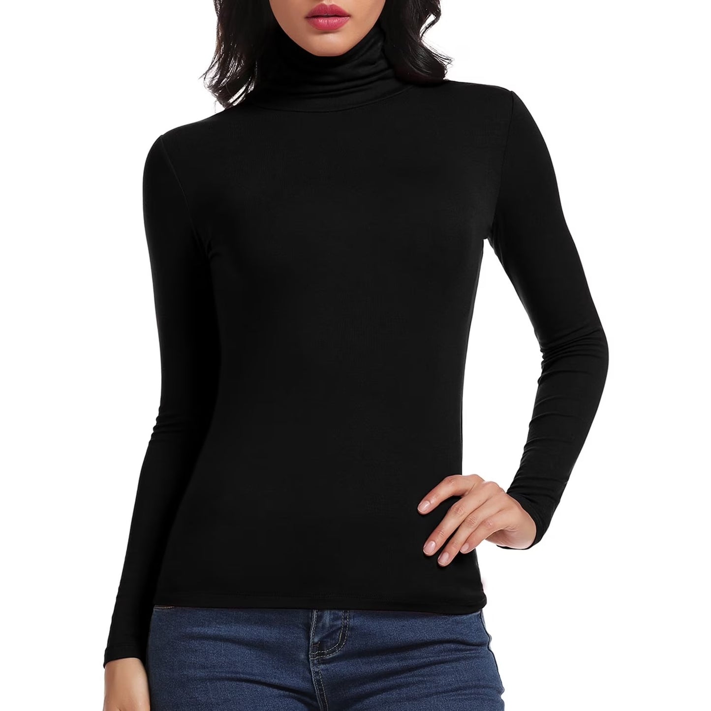 FITVALEN Turtleneck for Women Long Sleeve Women's Shirt Lightweight Basic Stretch Layer Top