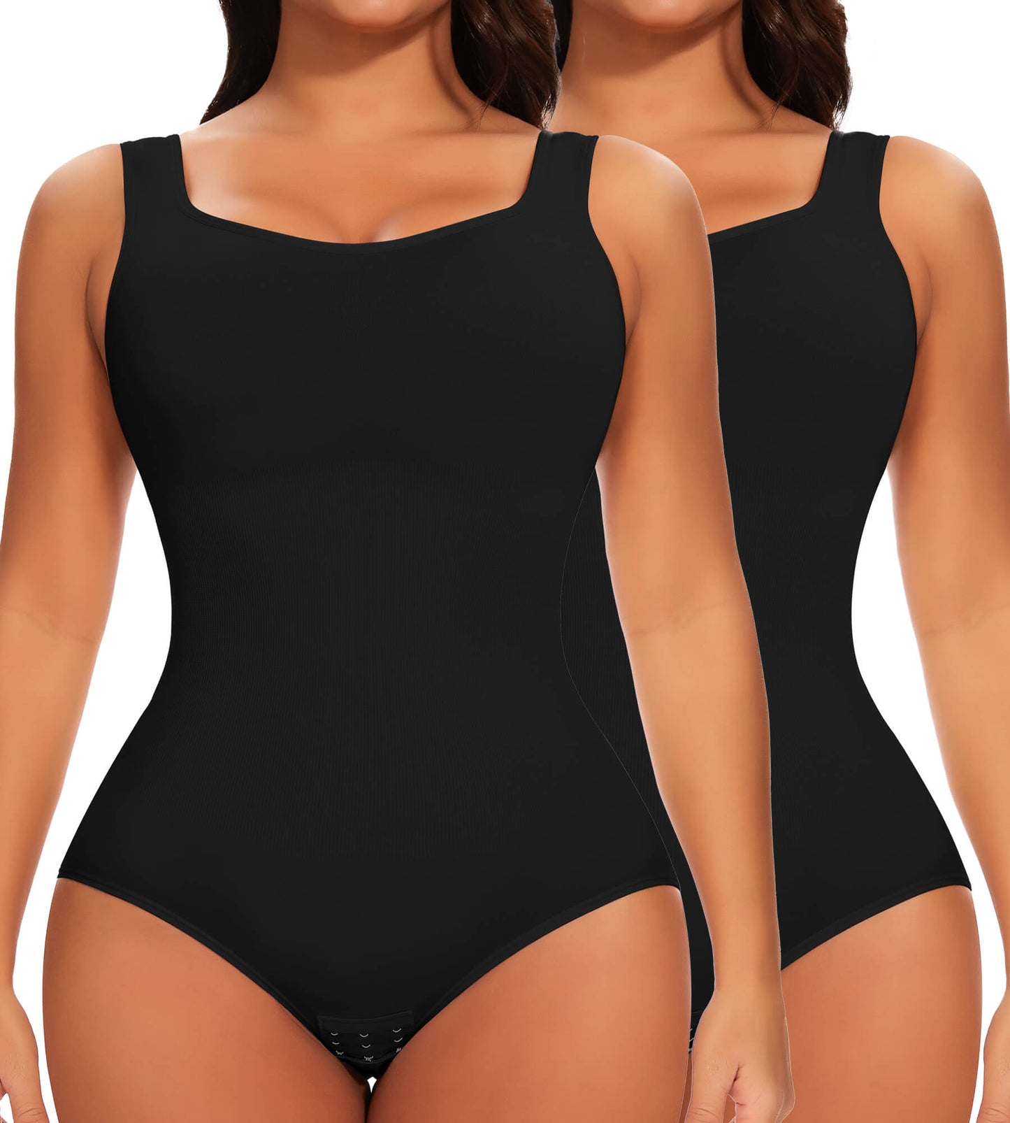 MANIFIQUE 2 Piece Shapewear Bodysuit for Women Tummy Control Slim Fit Sleeveless Round Neck Body Suit
