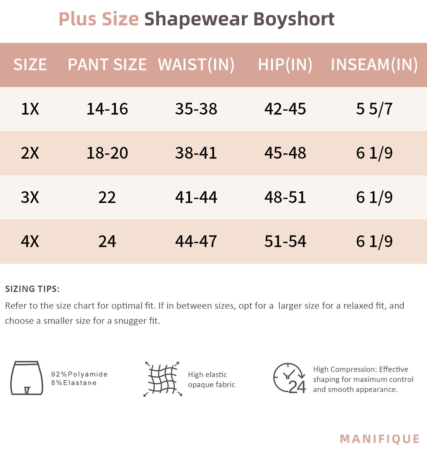 MANIFIQUE Plus Size Shapewear Shorts - High Compression Shapewear for Women Tummy Control - Boy Shorts for Women