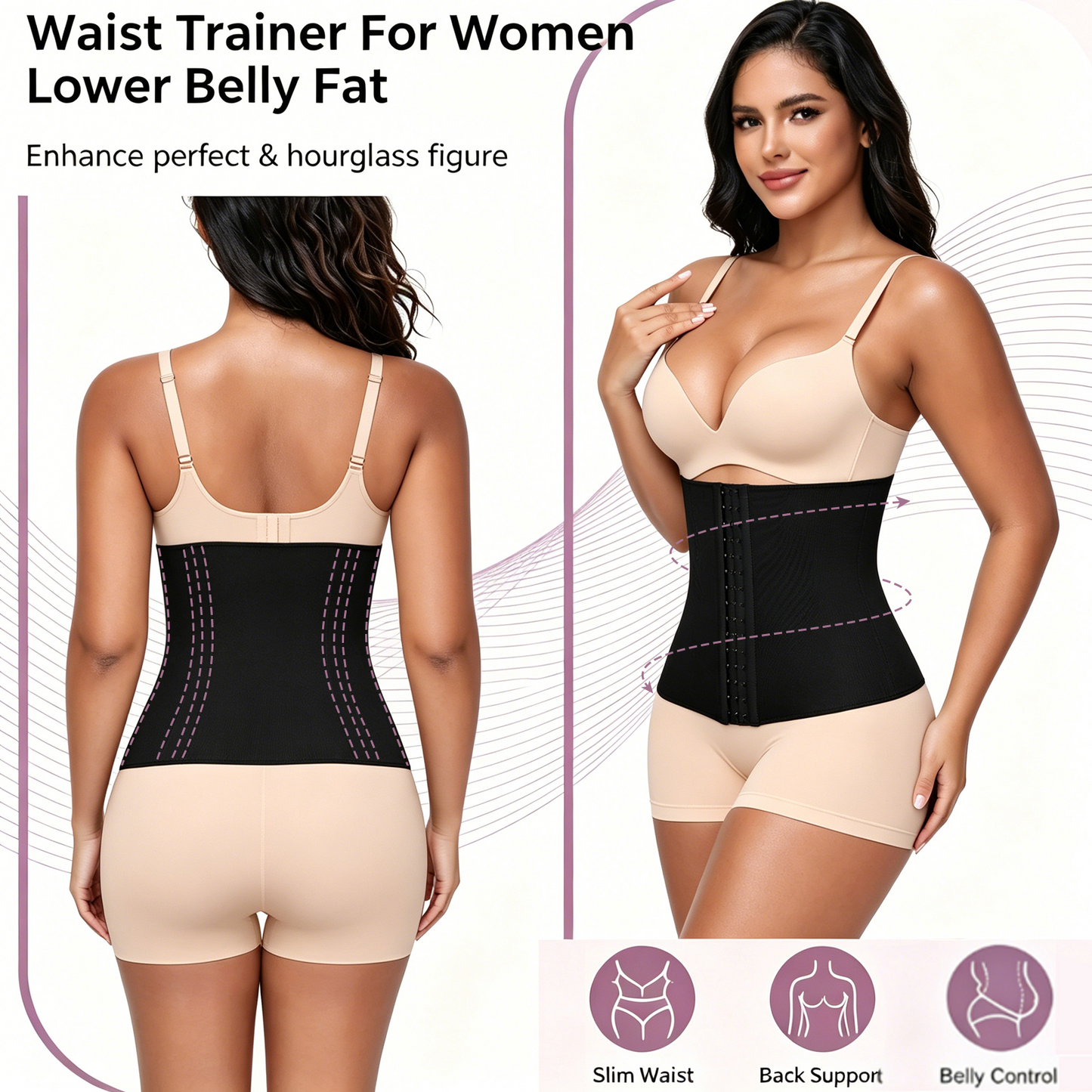 Vaslanda Waist Trainer Corset Shapewear Tummy Control Corset Waist Cincher Shapewear for Women Faja Postpartum Belly Band Wrap